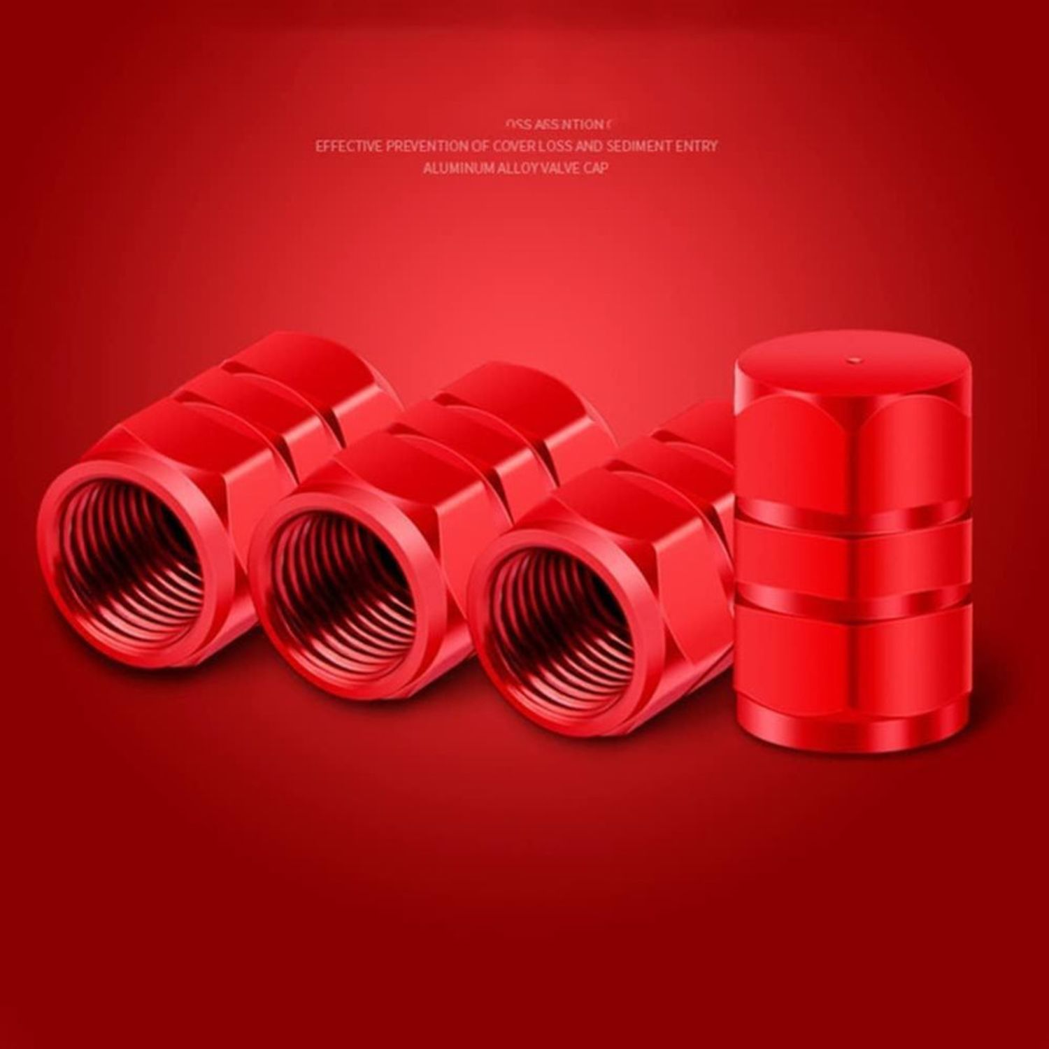 Set 4 capace hexagonale decorative pentru valva auto, Aluminiu, 1.8 cm, Rosu fotografia produsului View 4 L