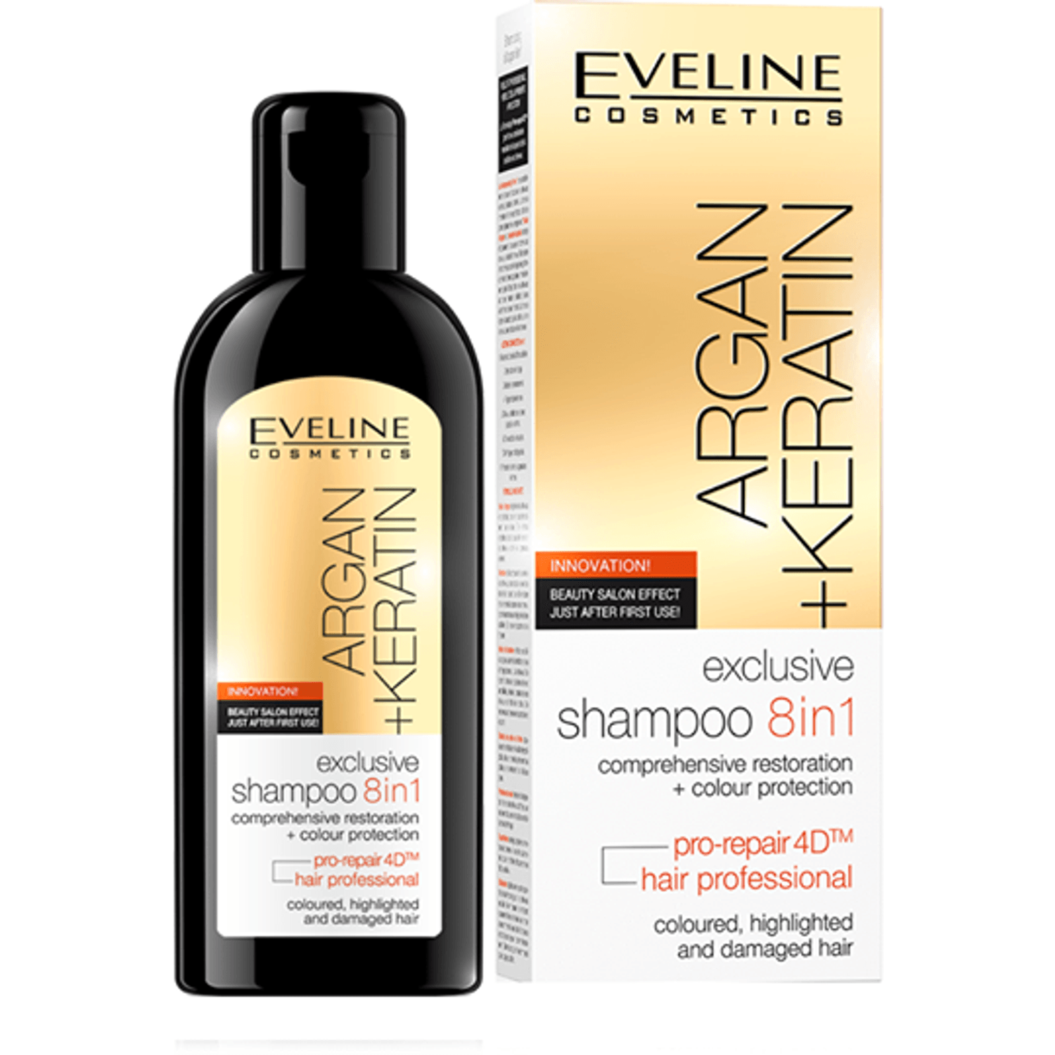 Sampon de par, Eveline Cosmetics, 8 in 1 Argan + Keratina, 150 ml fotografia produsului