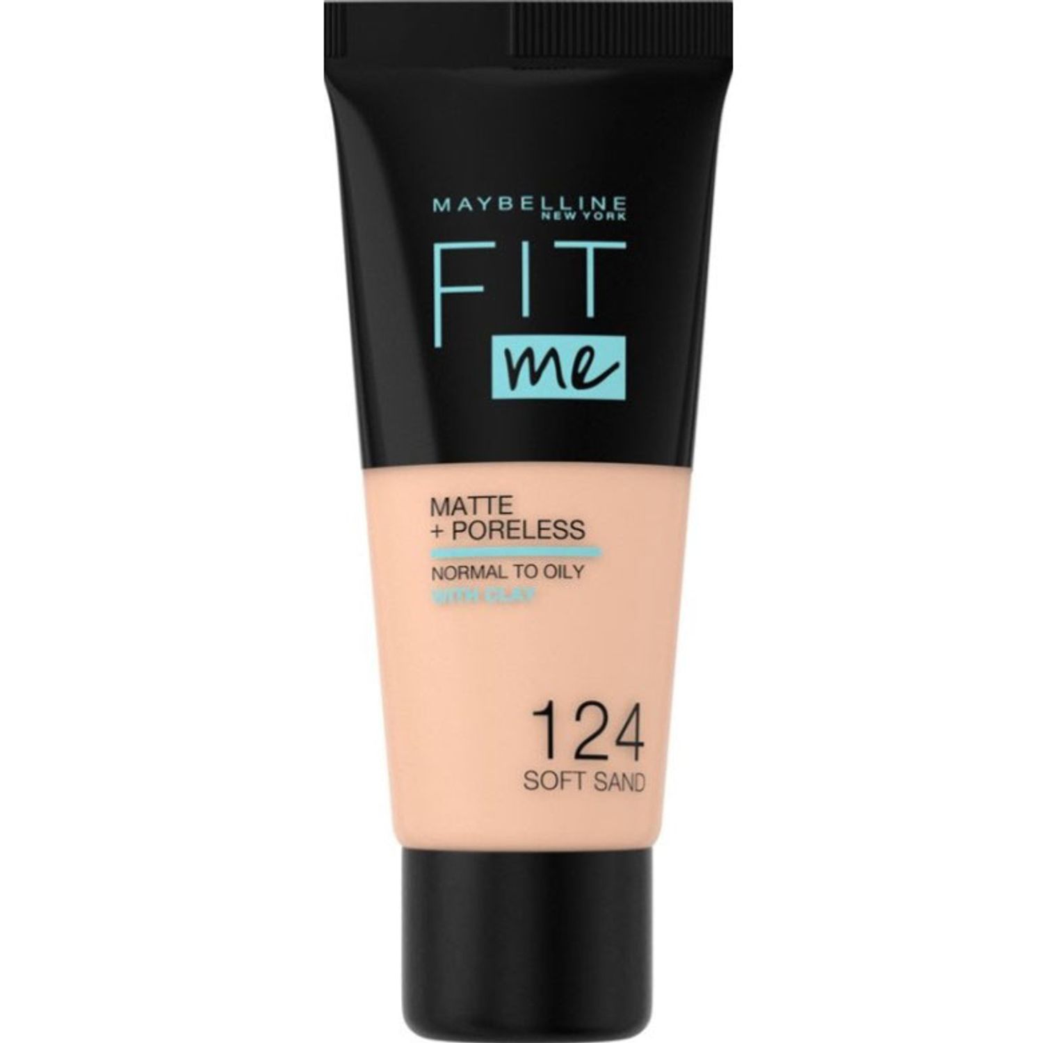 Fond de ten MAYBELLINE FIT ME Matte  Poreless 124 Soft Sand, 30 ml fotografia produsului