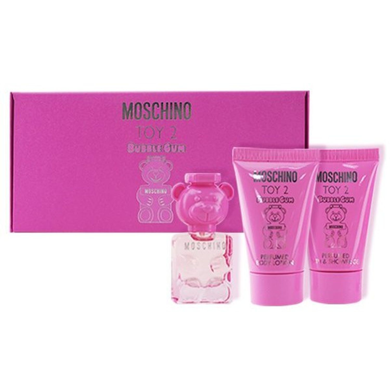 Set cadou Moschino Toy 2 Bubble Gum, Apa de Toaleta, 5 ml + Lotiune de Corp, 25 ml + Gel de Dus, 25 ml fotografia produsului