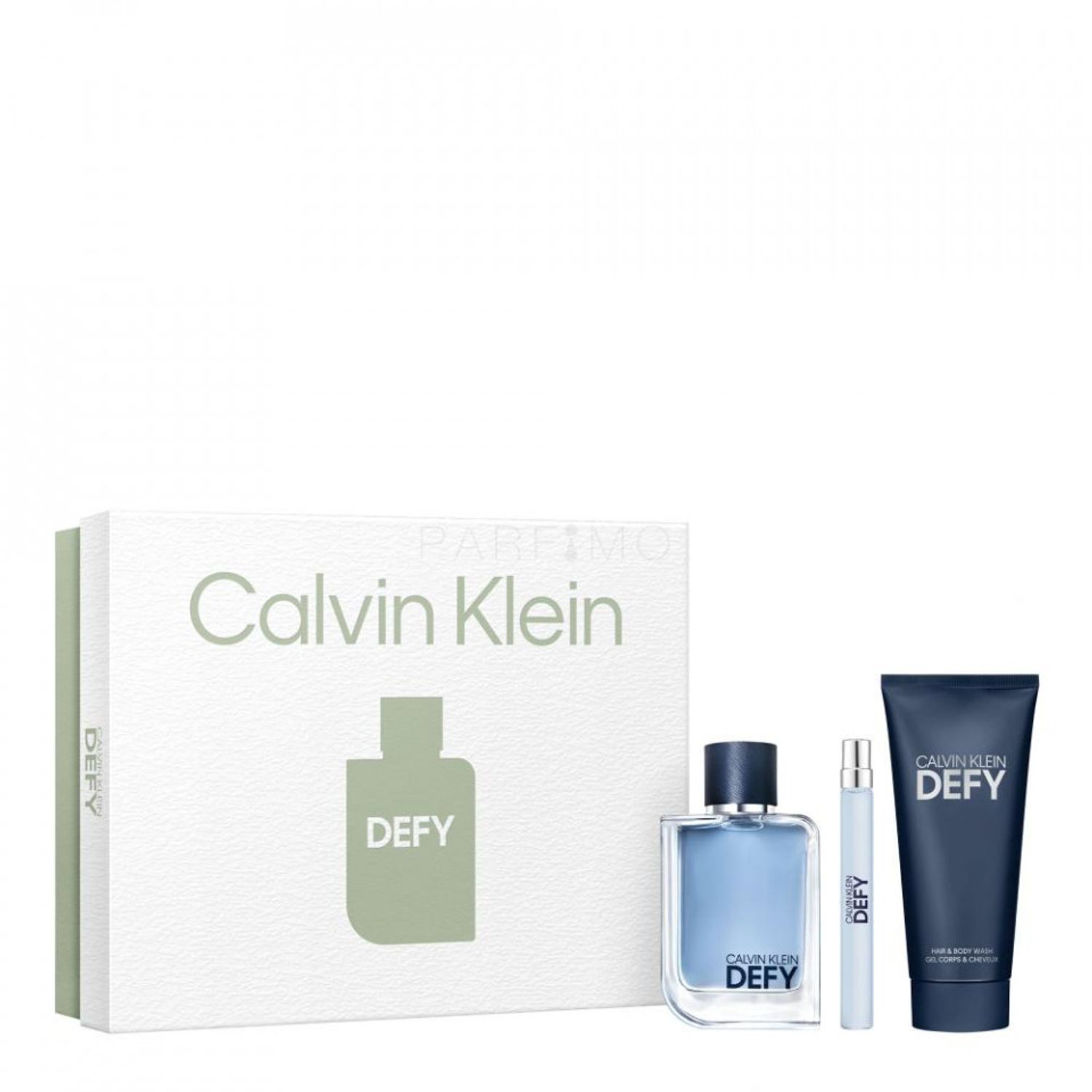 Defy Calvin Klein Apa de Toaleta, Barbati, 100 ml + Gel de dus 100 ml + mini Apa de Toaleta 10 ml fotografia produsului
