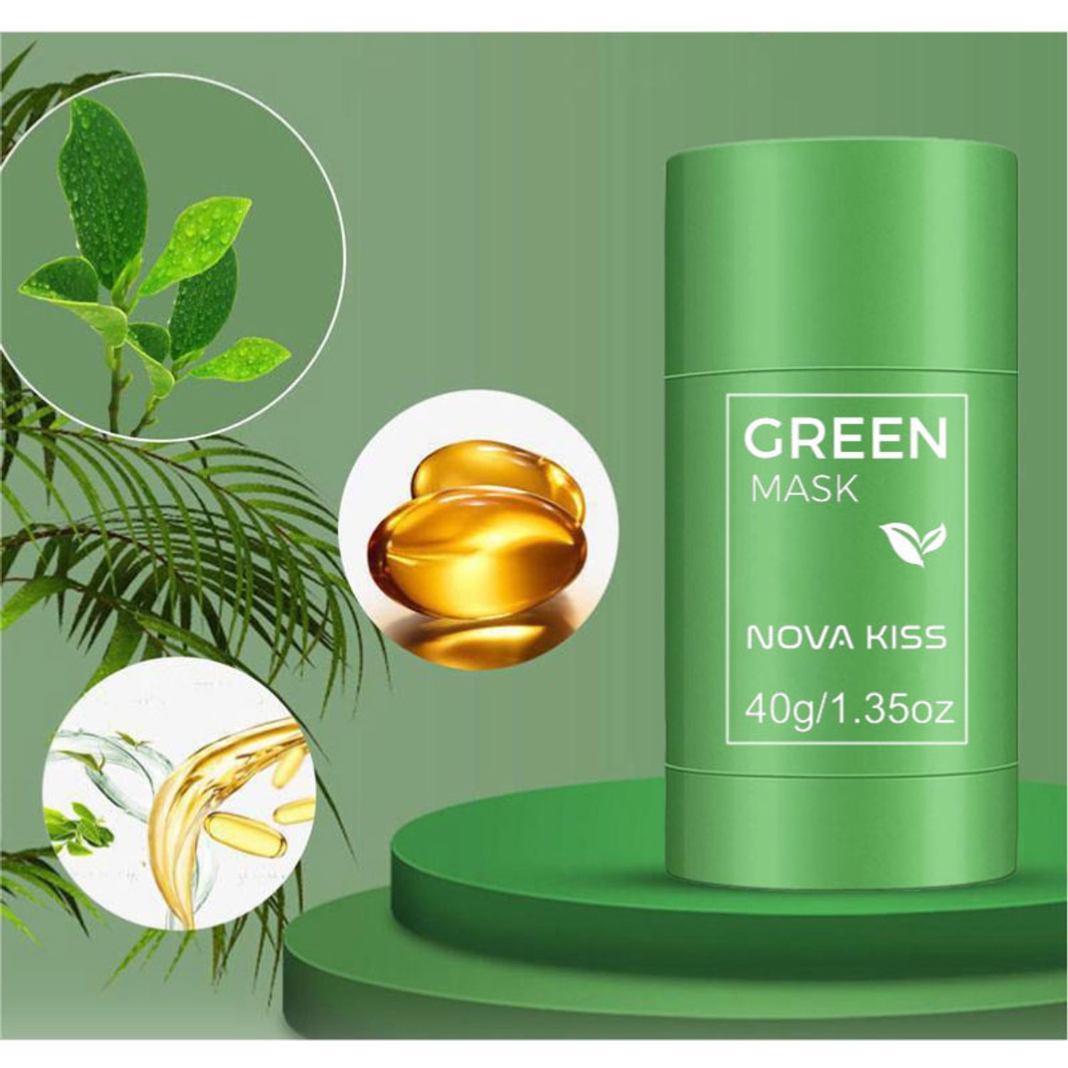 Masca stick NOVA KISS&reg; cu extract de Ceai Verde și Argila, impotriva Acneei, Excesului de Sebum, Anti Puncte Negre, 40 g fotografia produsului View 3 L