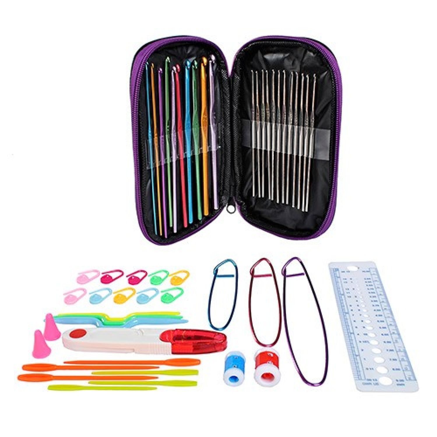 Set de crosetat Bootic, cu 50 piese, cu husa de depozitare fotografia produsului View 3 L