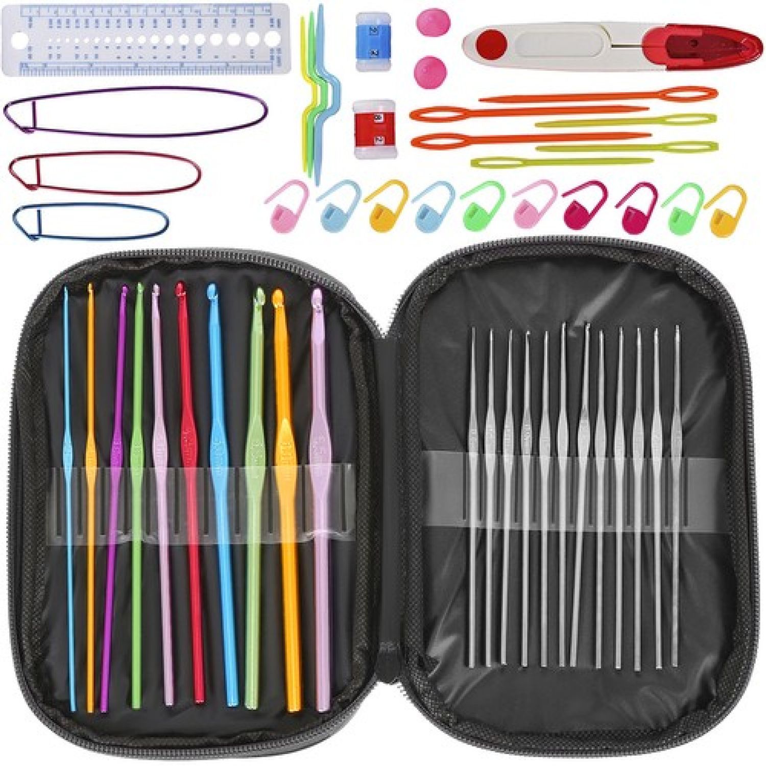 Set de crosetat Bootic, cu 50 piese, cu husa de depozitare fotografia produsului