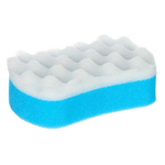 Burete de baie Bootic®, cu strat dublu, pentru exfoliere si masaj, bicolor, 14 x 8.5 x 4cm - Albastru fotografia produsului