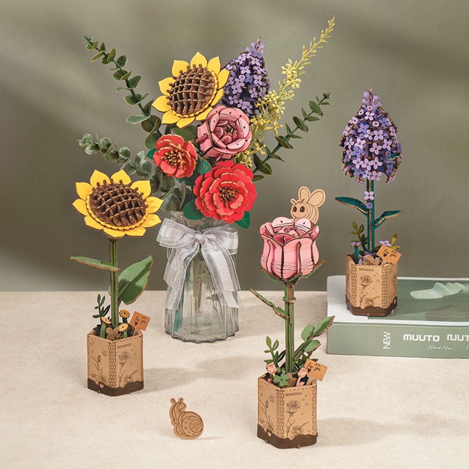 Puzzle 3D, Liliac, Rowood, lemn, 154 piese fotografia produsului View 3 L