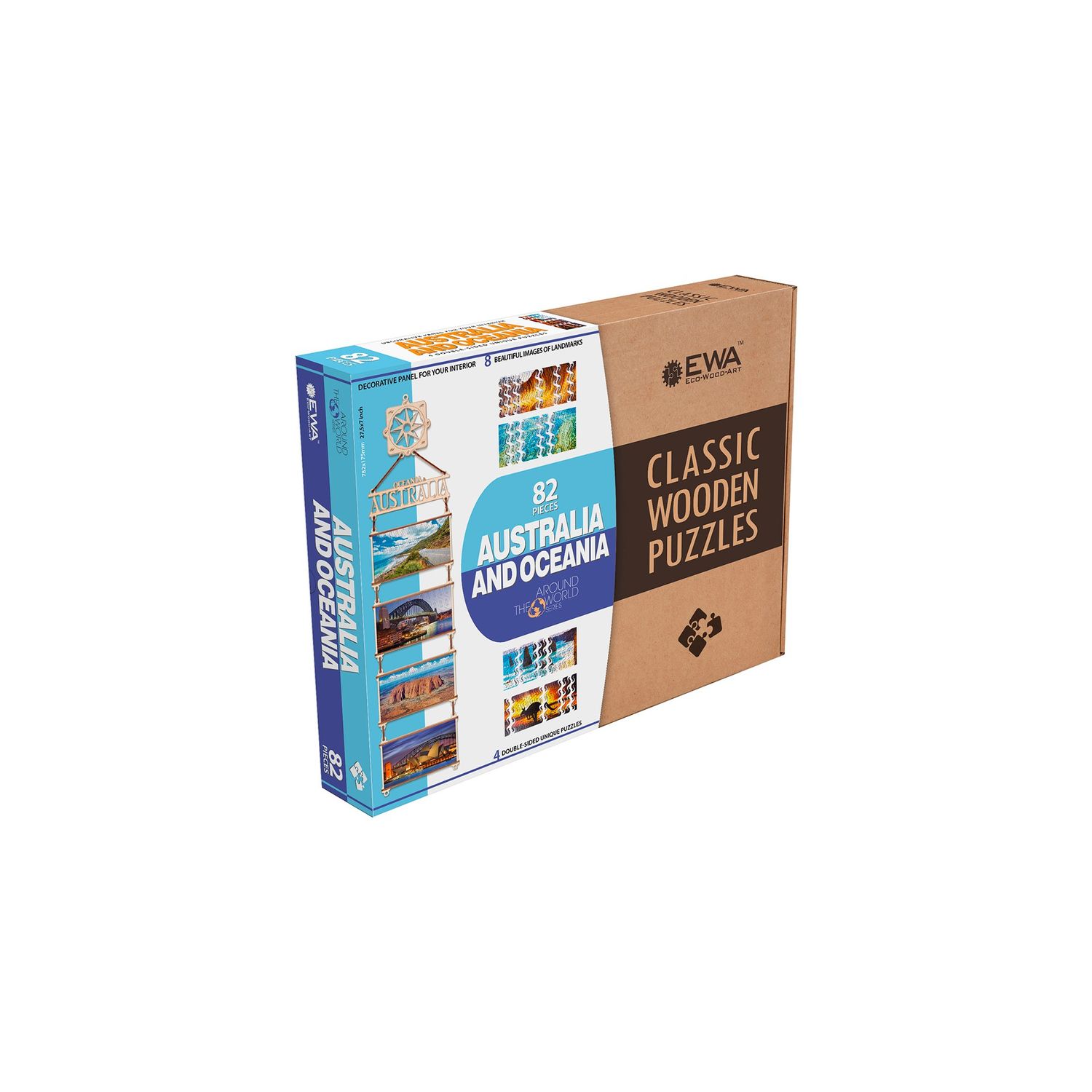 Puzzle 2D, Australia si Oceania,  EWA, lemn, 82 piese fotografia produsului View 3 L