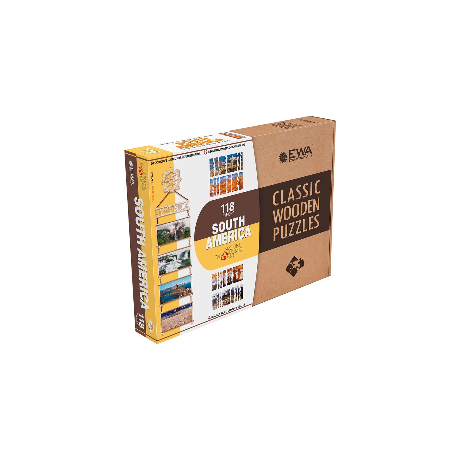 Puzzle 2D, America de Sud,  EWA, lemn, 118 piese fotografia produsului View 5 L