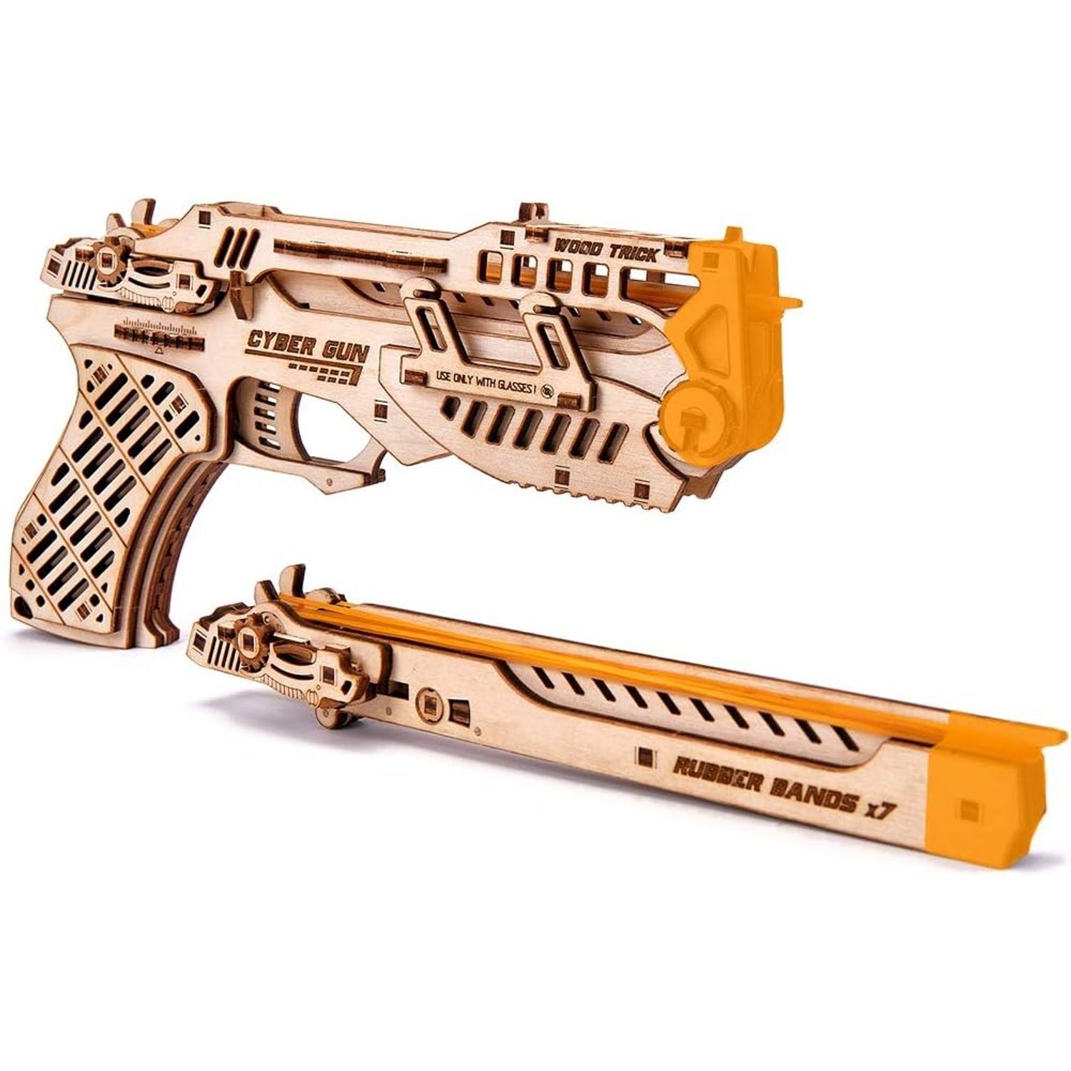 Puzzle 3D mecanic, Pistolul Cyber, WT, lemn, 122 piese fotografia produsului