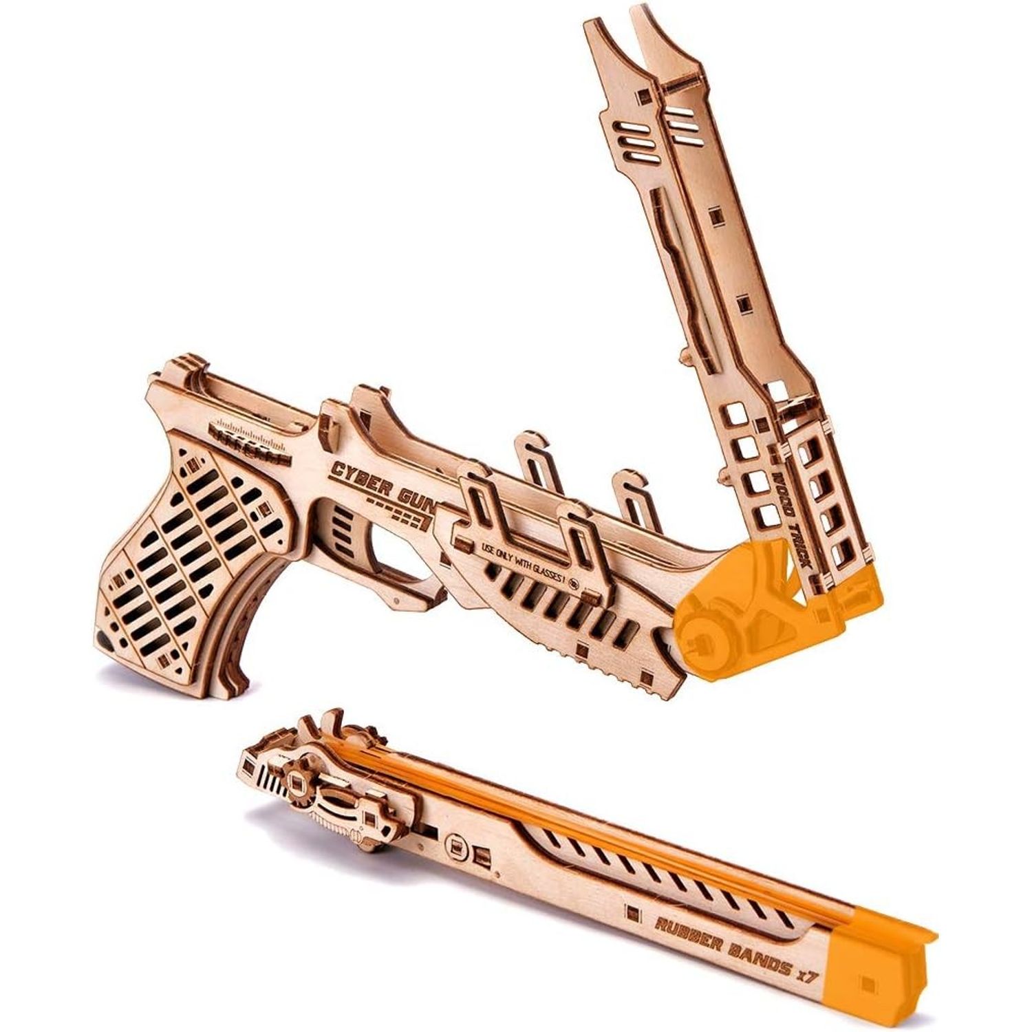 Puzzle 3D mecanic, Pistolul Cyber, WT, lemn, 122 piese fotografia produsului View 3 L