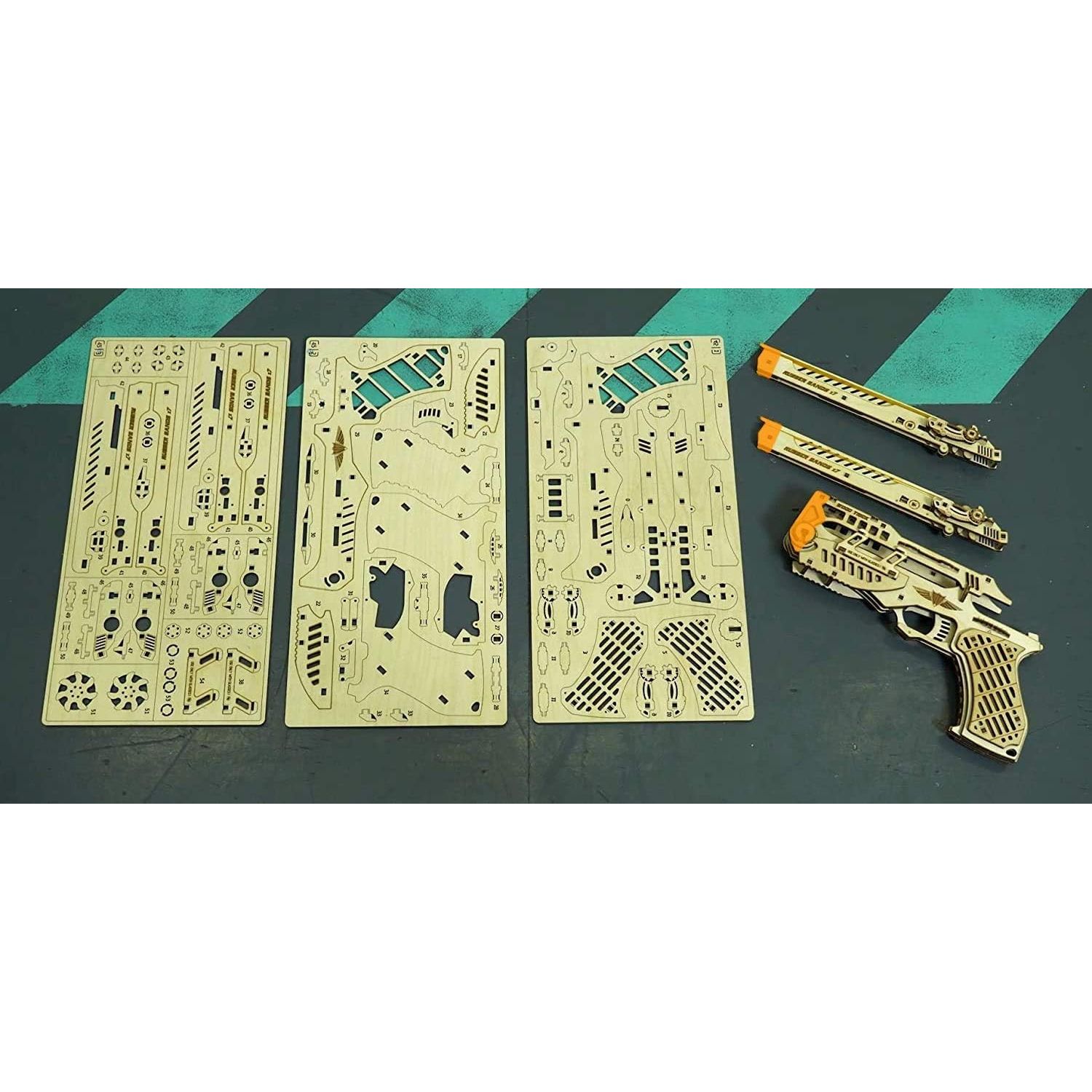 Puzzle 3D mecanic, Pistolul Cyber, WT, lemn, 122 piese fotografia produsului View 4 L