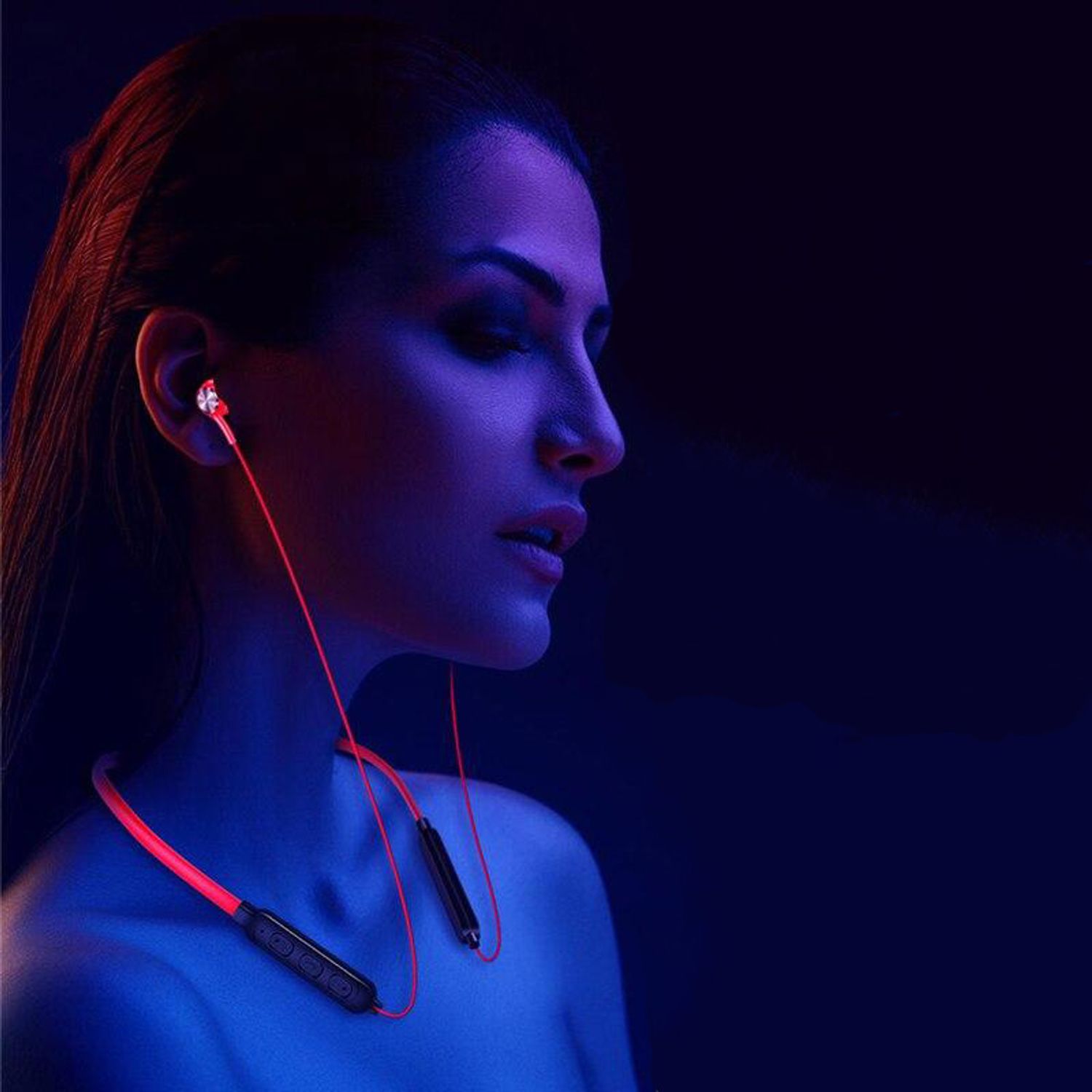 Casti bluetooth sport MRG MG03, Neckband, Handsfree, Rosu fotografia produsului View 3 L