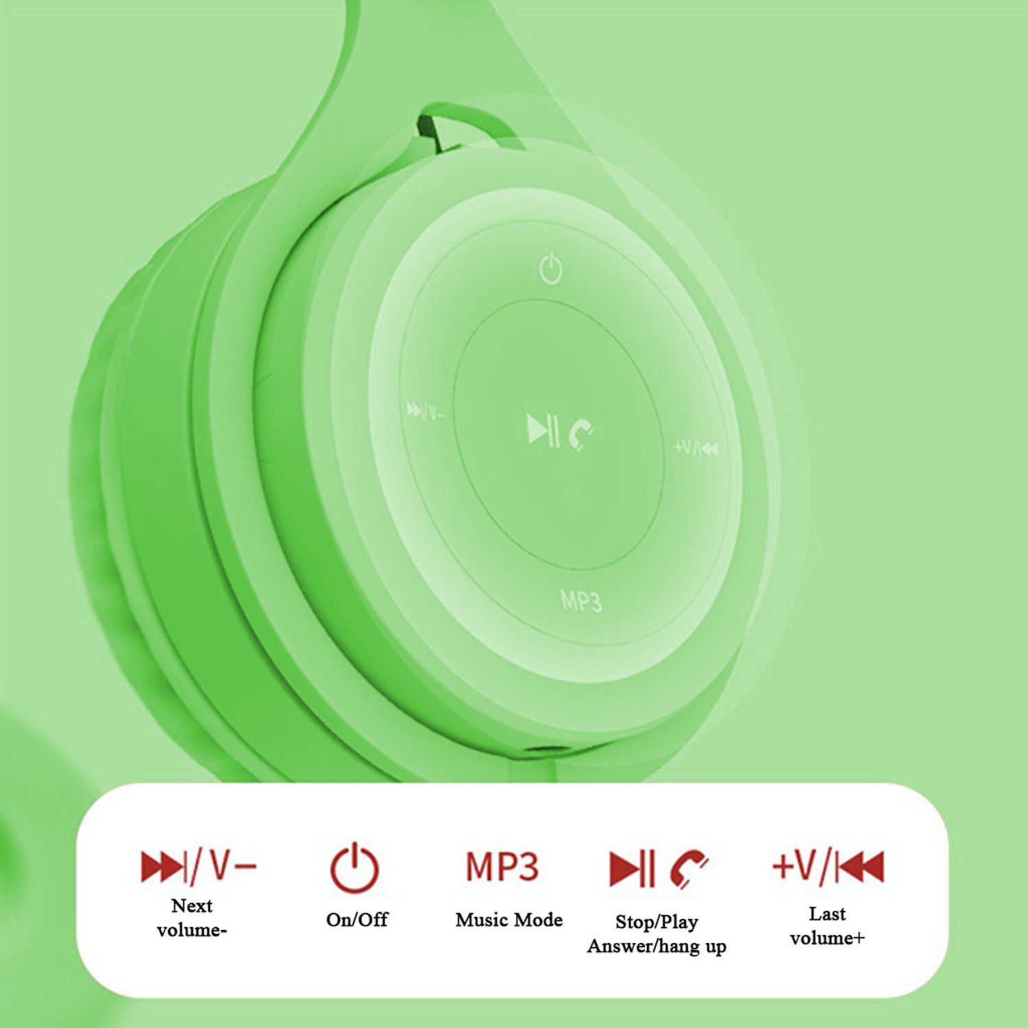 Casti wireless MRG MYO8, Handsfree, Cu bluetooth, Verde fotografia produsului View 2 L