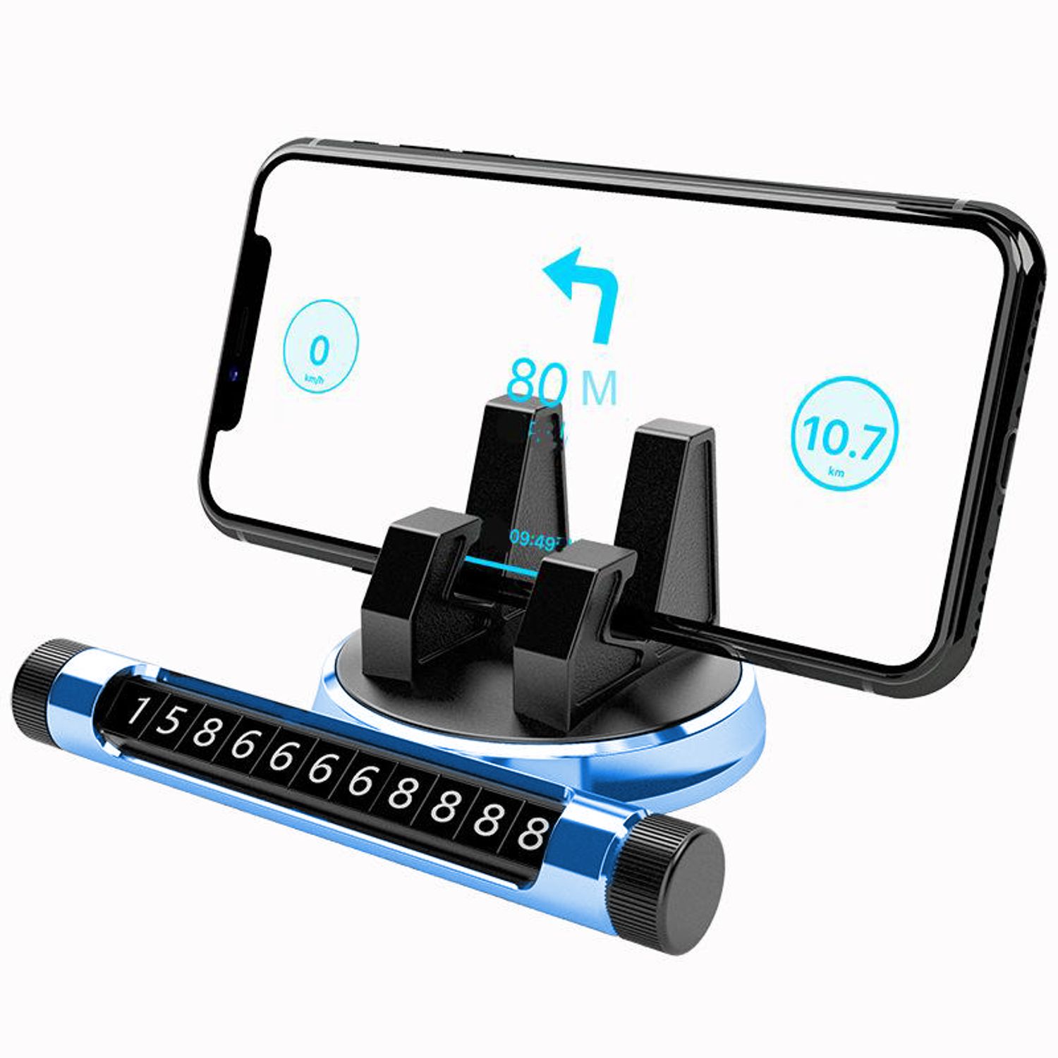 Suport telefon MRG MXY168, Pentru masina, Cu placuta numar telefon, Albastru fotografia produsului View 3 L