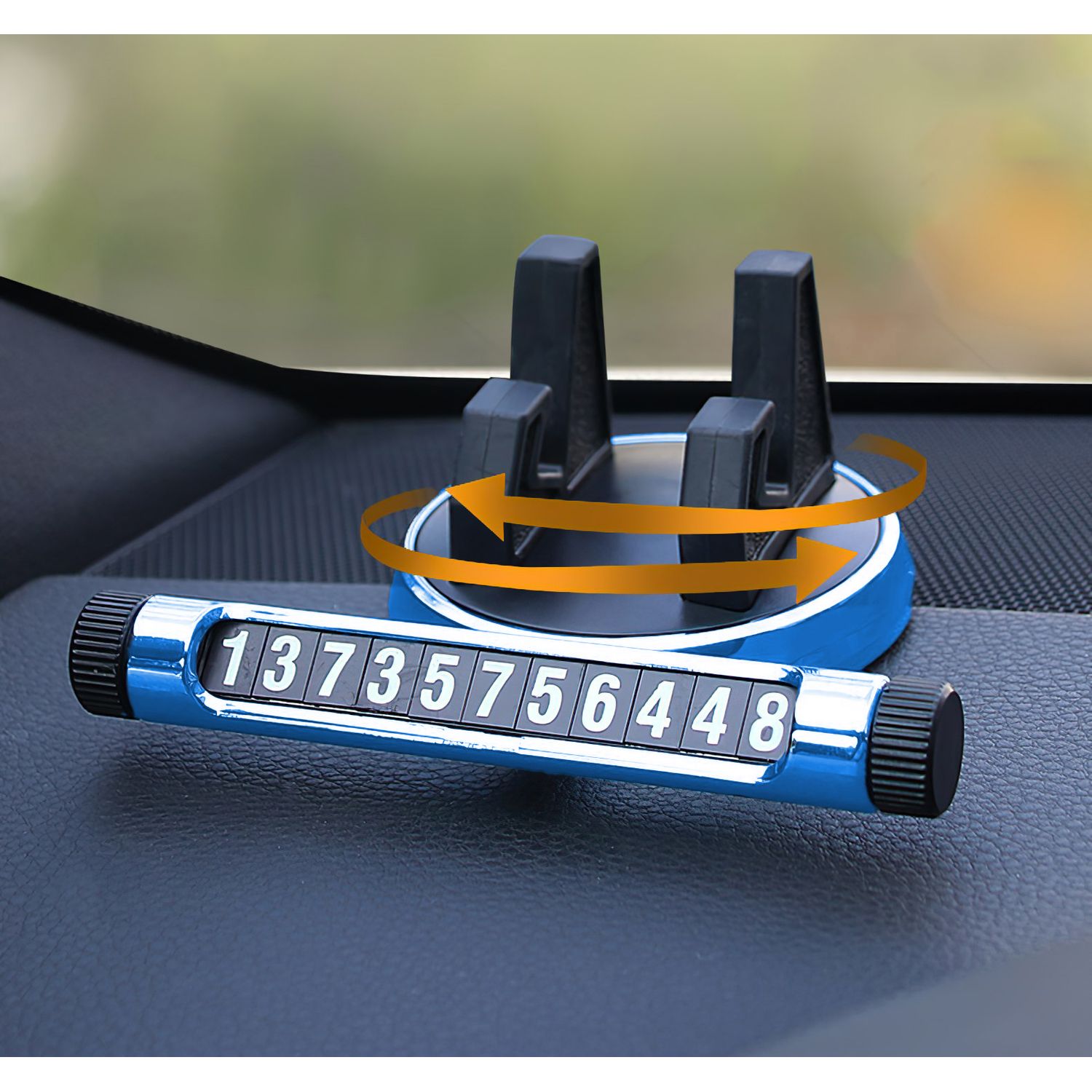 Suport telefon MRG MXY168, Pentru masina, Cu placuta numar telefon, Albastru fotografia produsului View 4 L