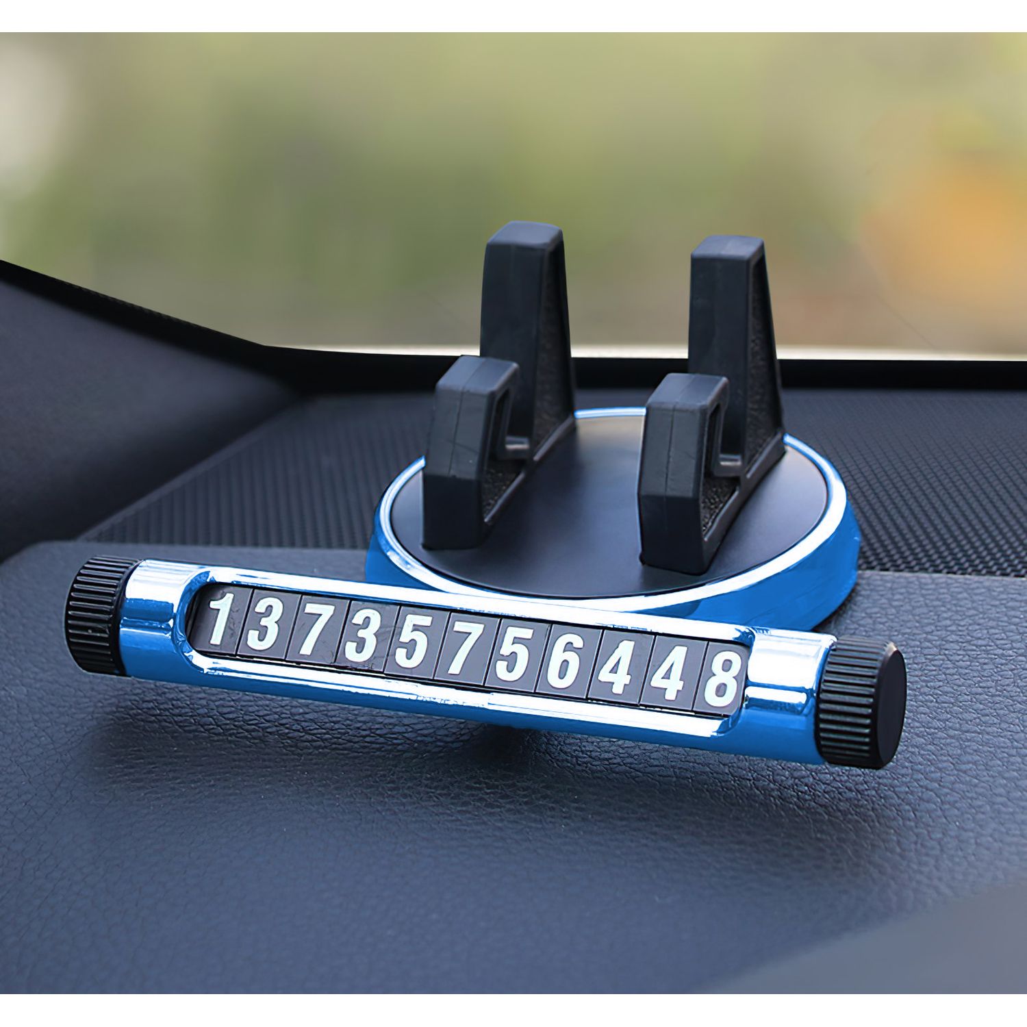 Suport telefon MRG MXY168, Pentru masina, Cu placuta numar telefon, Albastru fotografia produsului View 2 L