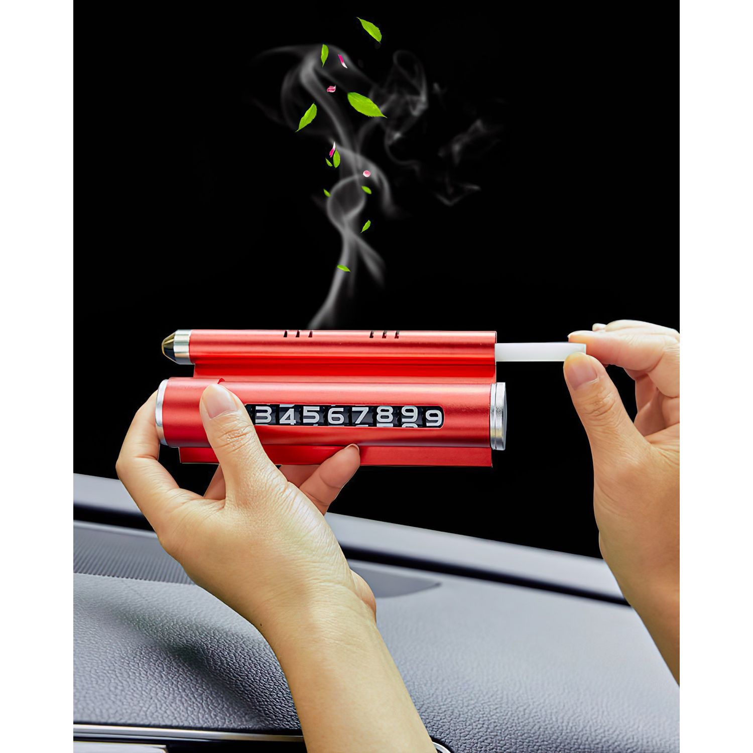 Suport telefon MRG MTH072, Cu odorizant, Cu placuta numar telefon, Rosu fotografia produsului View 5 L