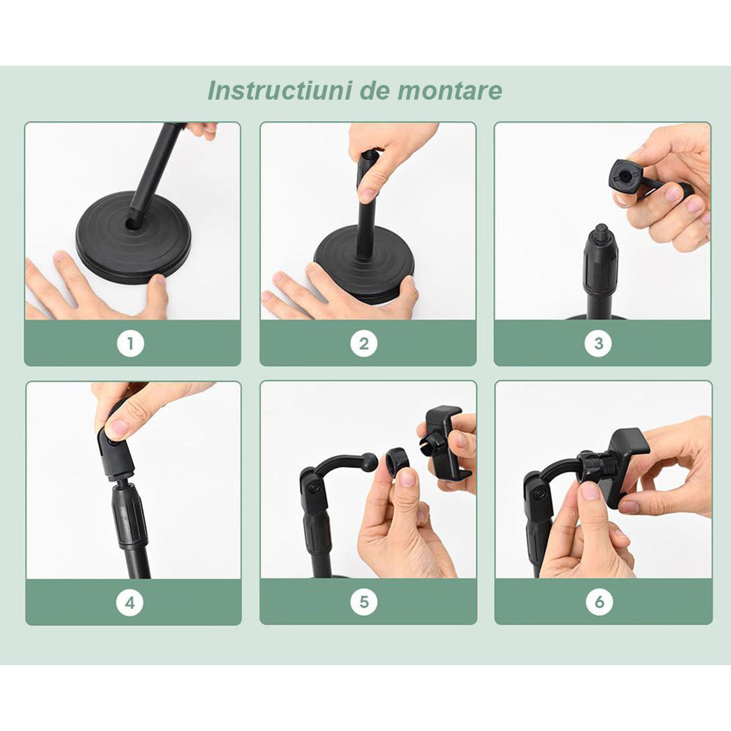 Suport telefon MRG ML7, Tip stand microfon, Negru fotografia produsului View 6 L