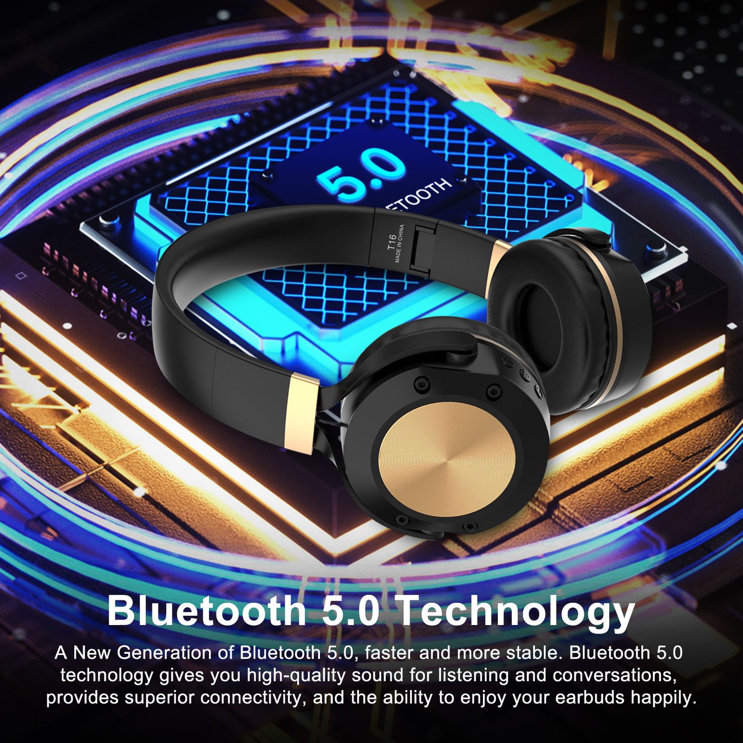 Casti wireless MRG M624, On Ear, Cu bluetooth, Negru fotografia produsului View 3 L
