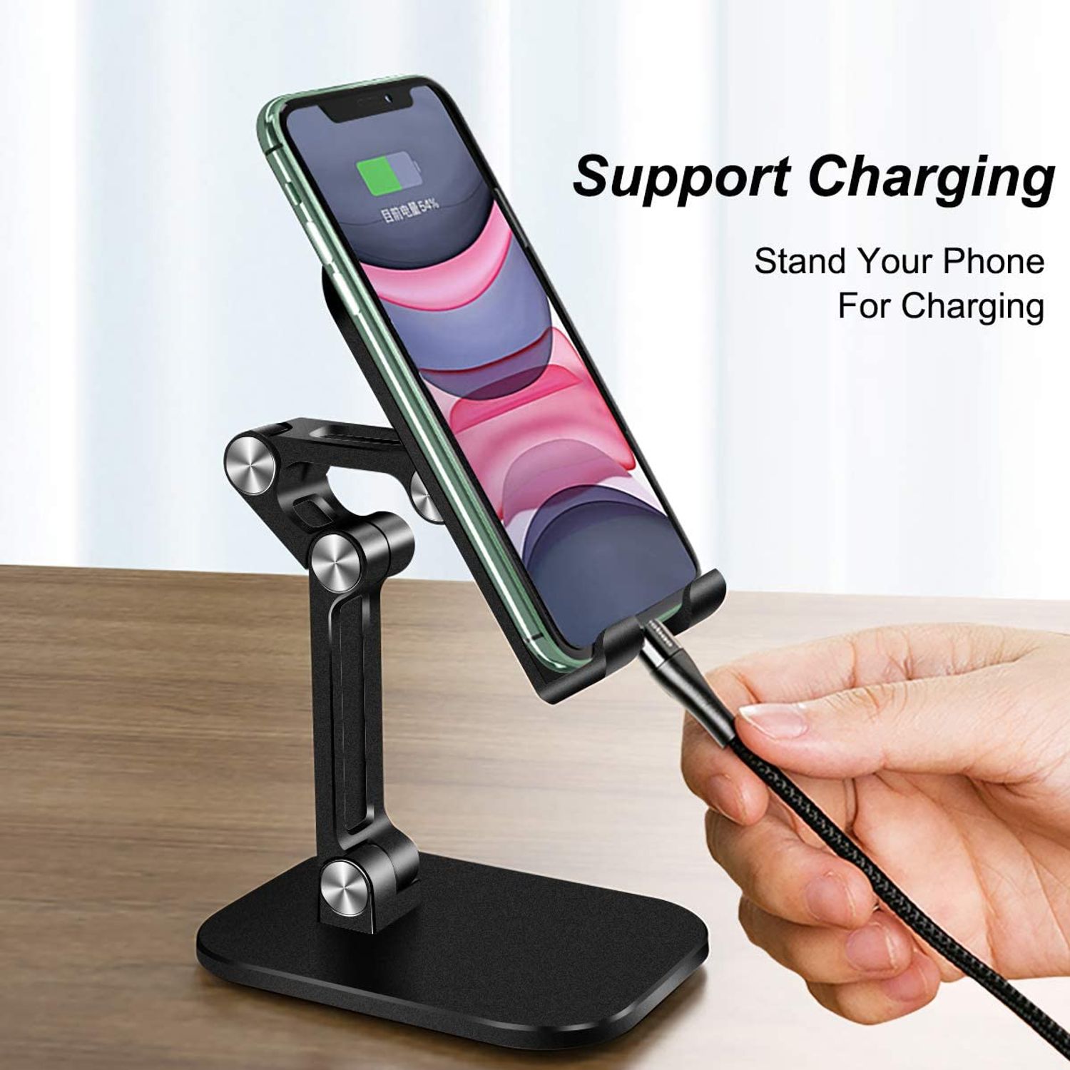 Suport Telefon MRG M642, Pentru birou, Pliabil, Negru fotografia produsului View 5 L