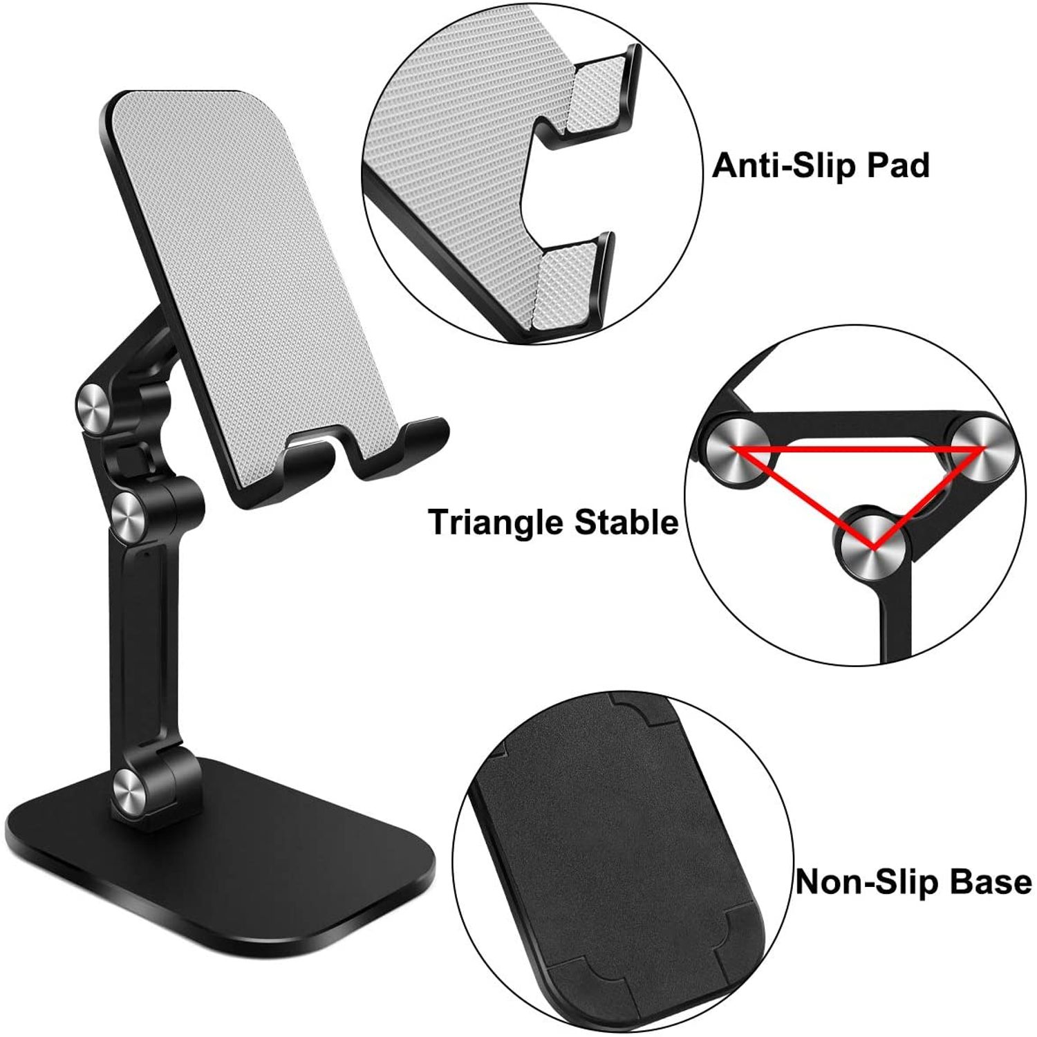 Suport Telefon MRG M642, Pentru birou, Pliabil, Negru fotografia produsului View 2 L