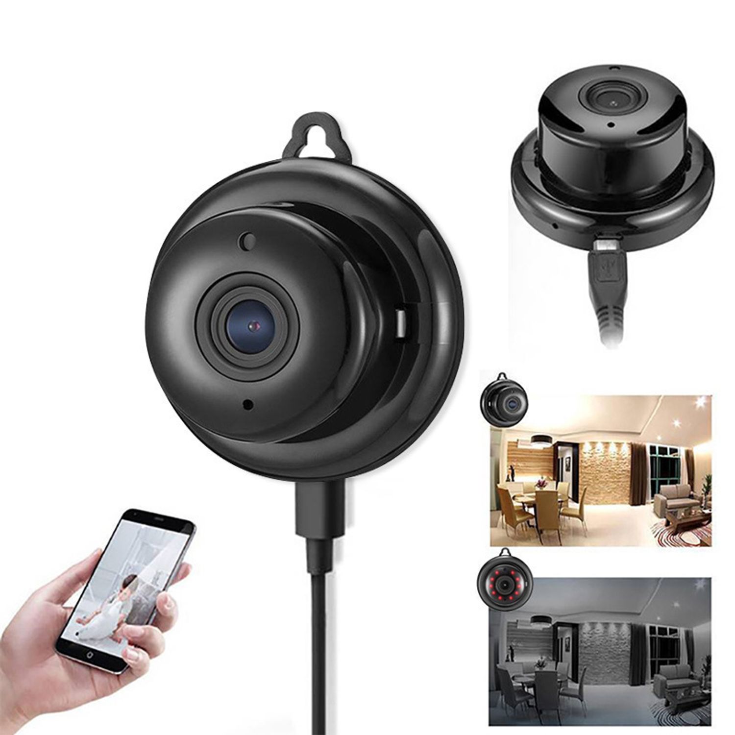 Mini-camera MRG MV380, Smart, Wireless, Negru fotografia produsului View 4 L