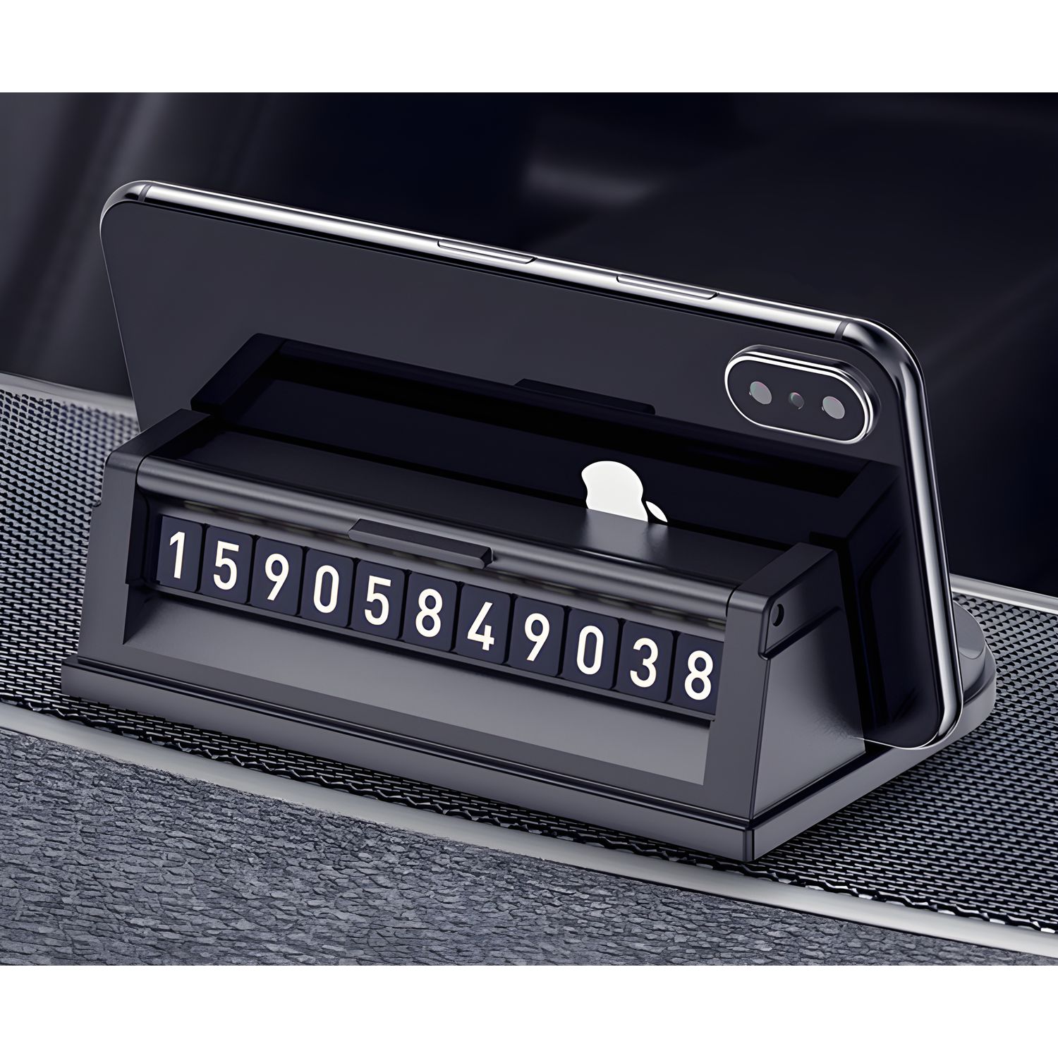 Suport telefon MRG M670, Pentru masina, Cu placuta numar telefon, Negru fotografia produsului View 6 L