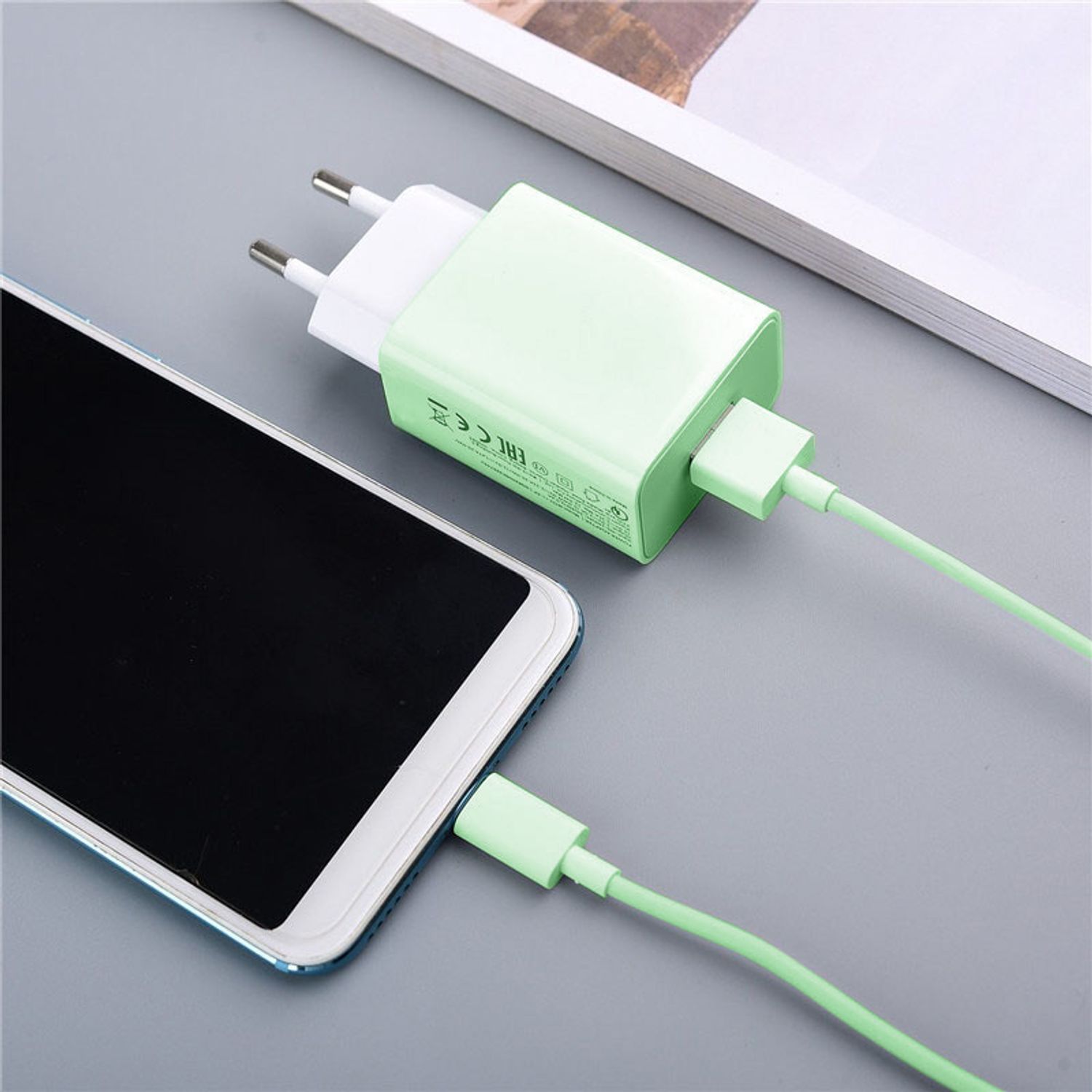 Incarcator Retea MRG M52H, USB, TypeC, Verde fotografia produsului View 6 L