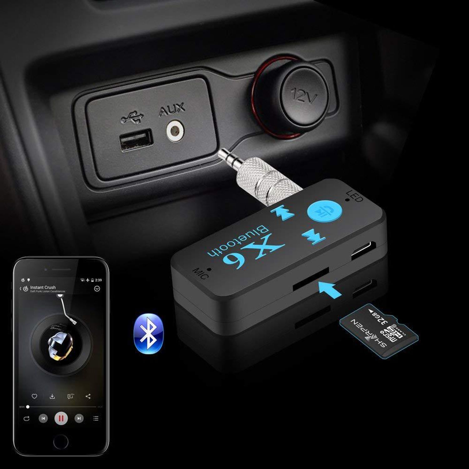 Receptor Bluetooth MRG MX6, Jack, Handsfree, Negru fotografia produsului View 3 L