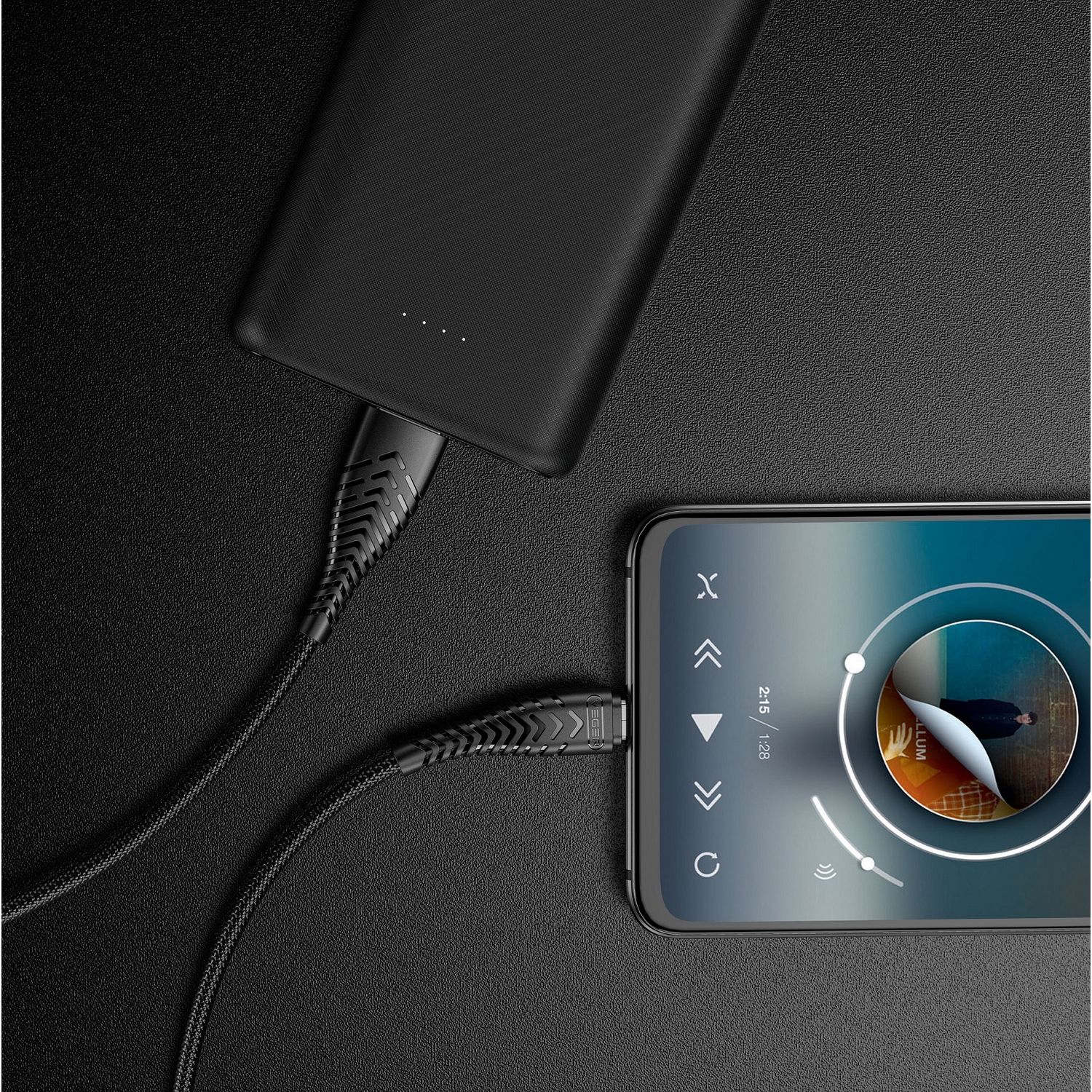 Cablu de date Veger V103, MicroUSB, 2.4A, Negru fotografia produsului View 7 L