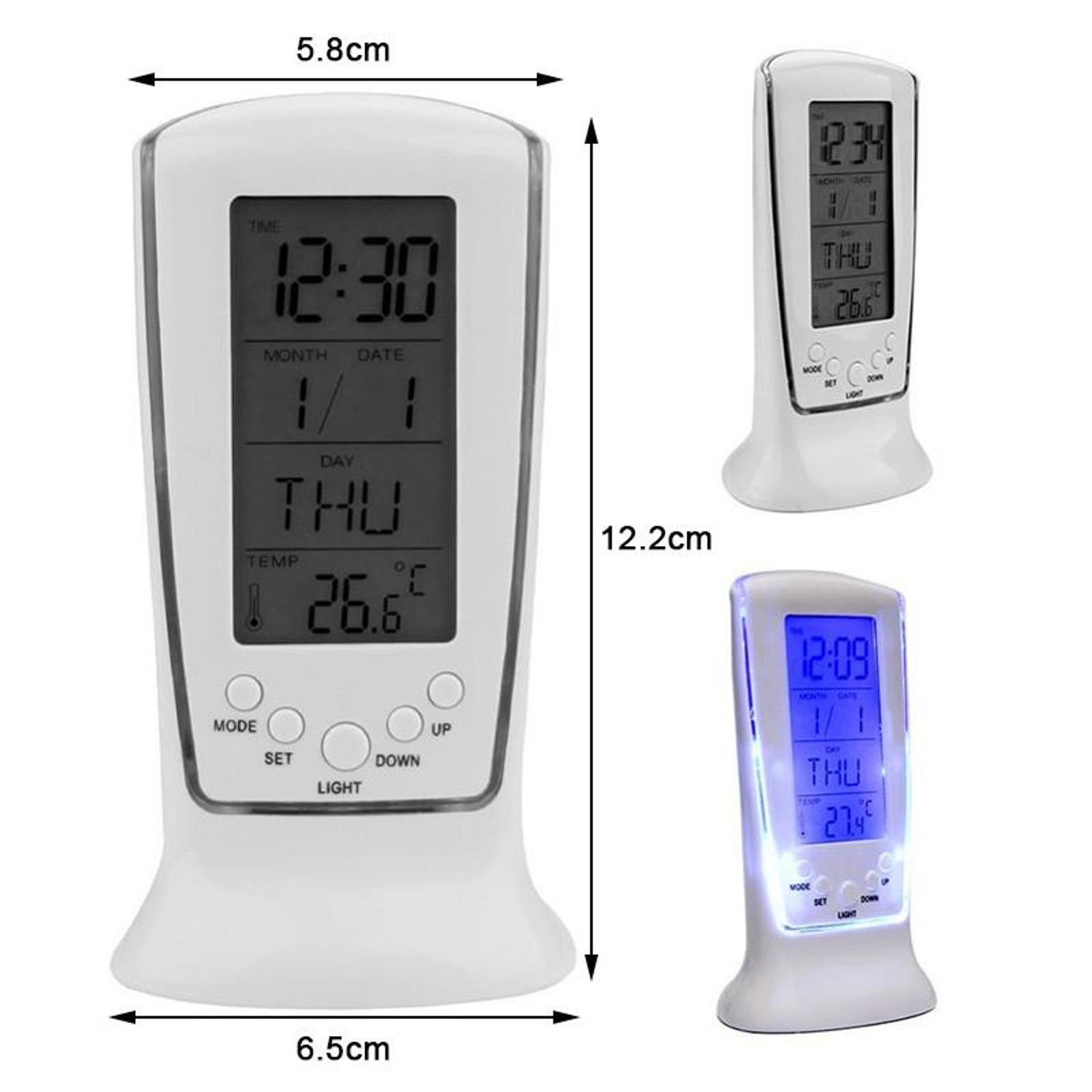Ceas digital MRG MDS510, Termometru, Alarma, Alb fotografia produsului View 7 L