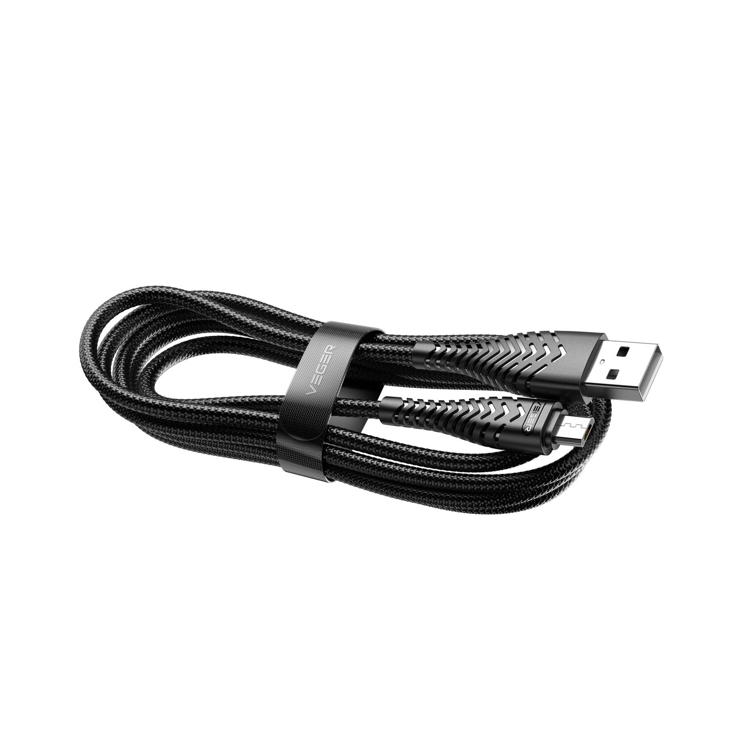 Cablu de date Veger V103, MicroUSB, 2.4A, Negru fotografia produsului View 2 L