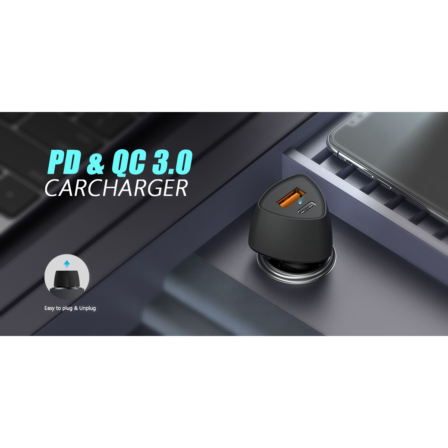 Incarcator Auto VEGER CC50, 38W, USB Type-C, Negru fotografia produsului View 7 L
