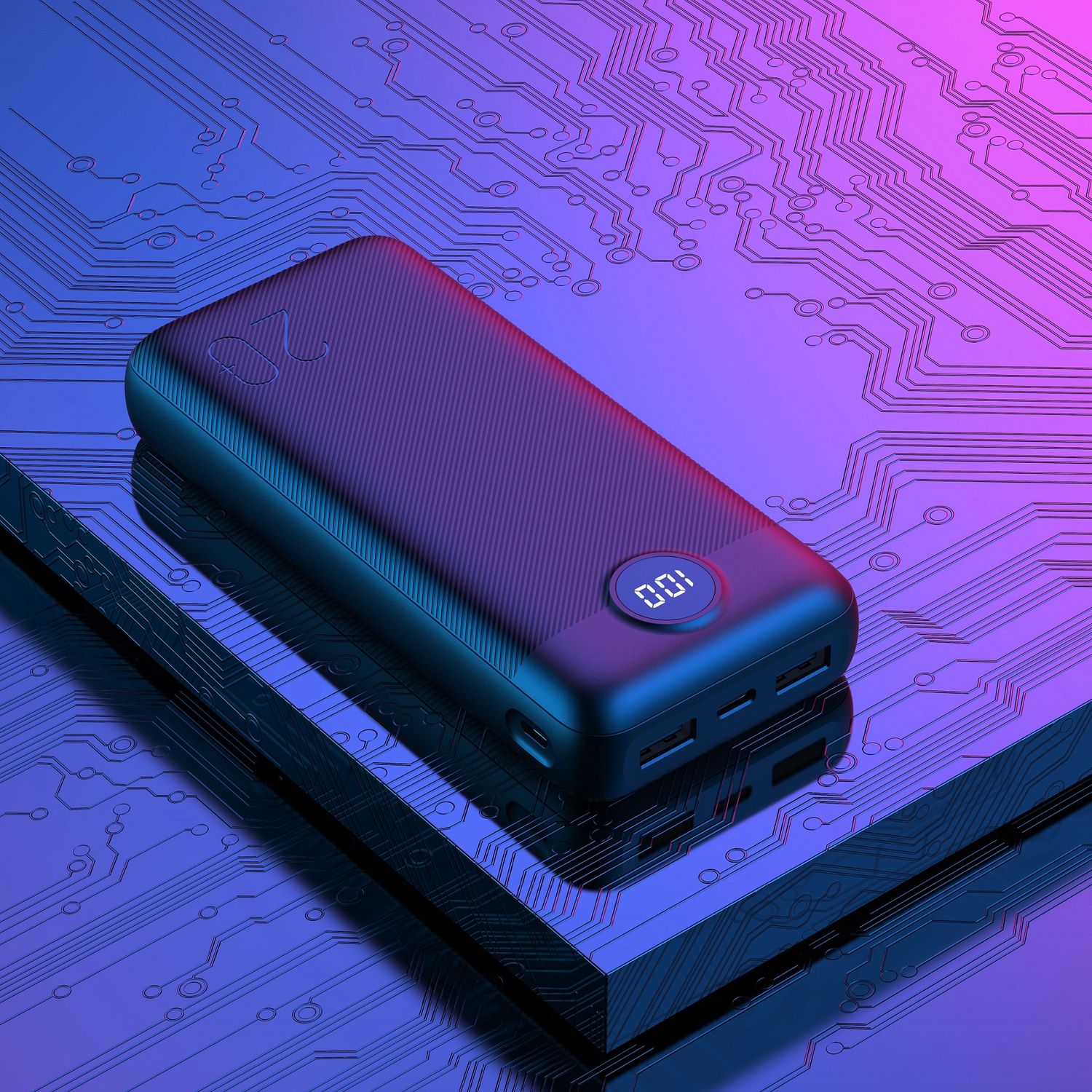 Power Bank Veger L20, 20000mAh, Display LED, Fast-Charge, Negru fotografia produsului View 5 L