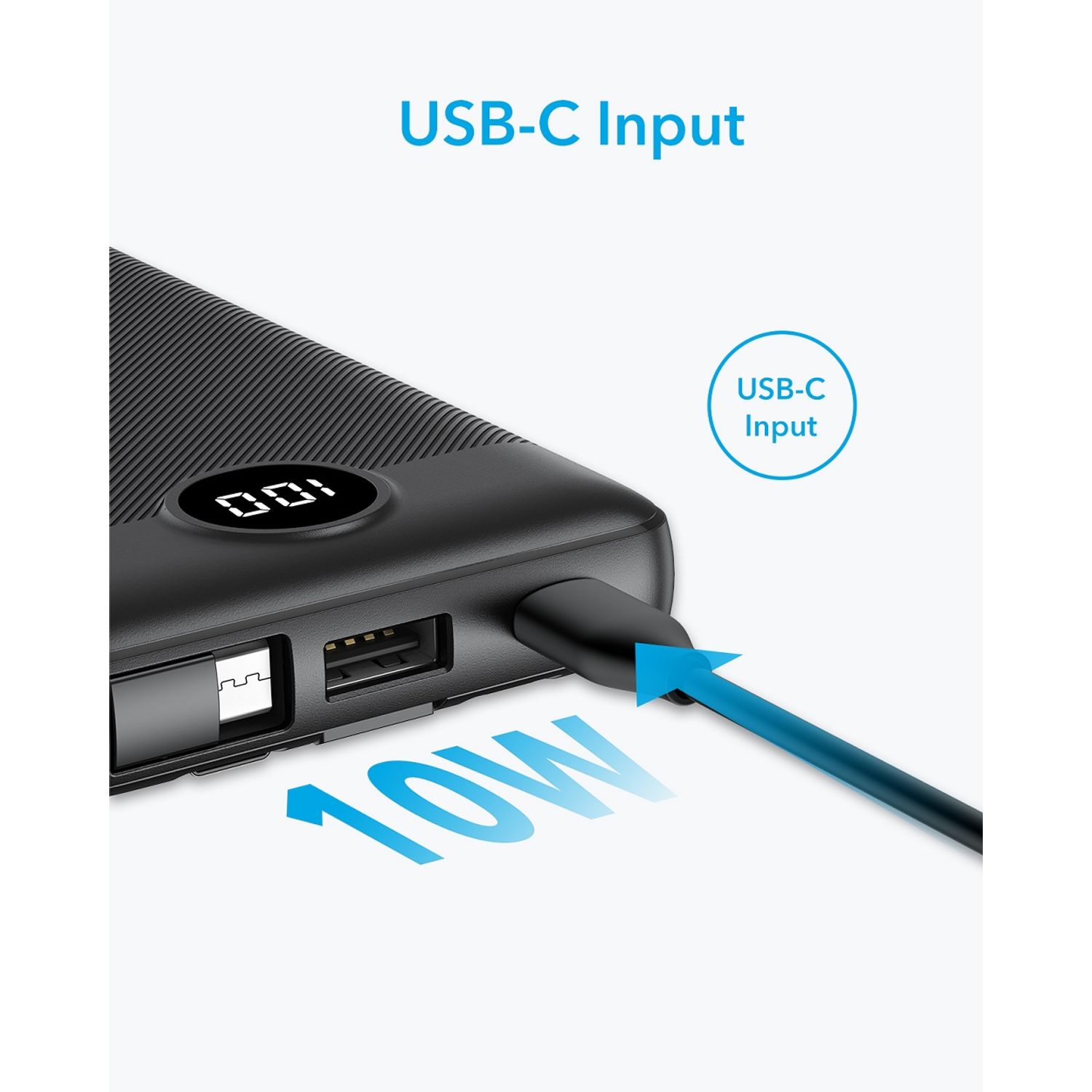 Power Bank Veger C10, 10000mAh, Display LED, Fast-Charge, Negru fotografia produsului View 4 L