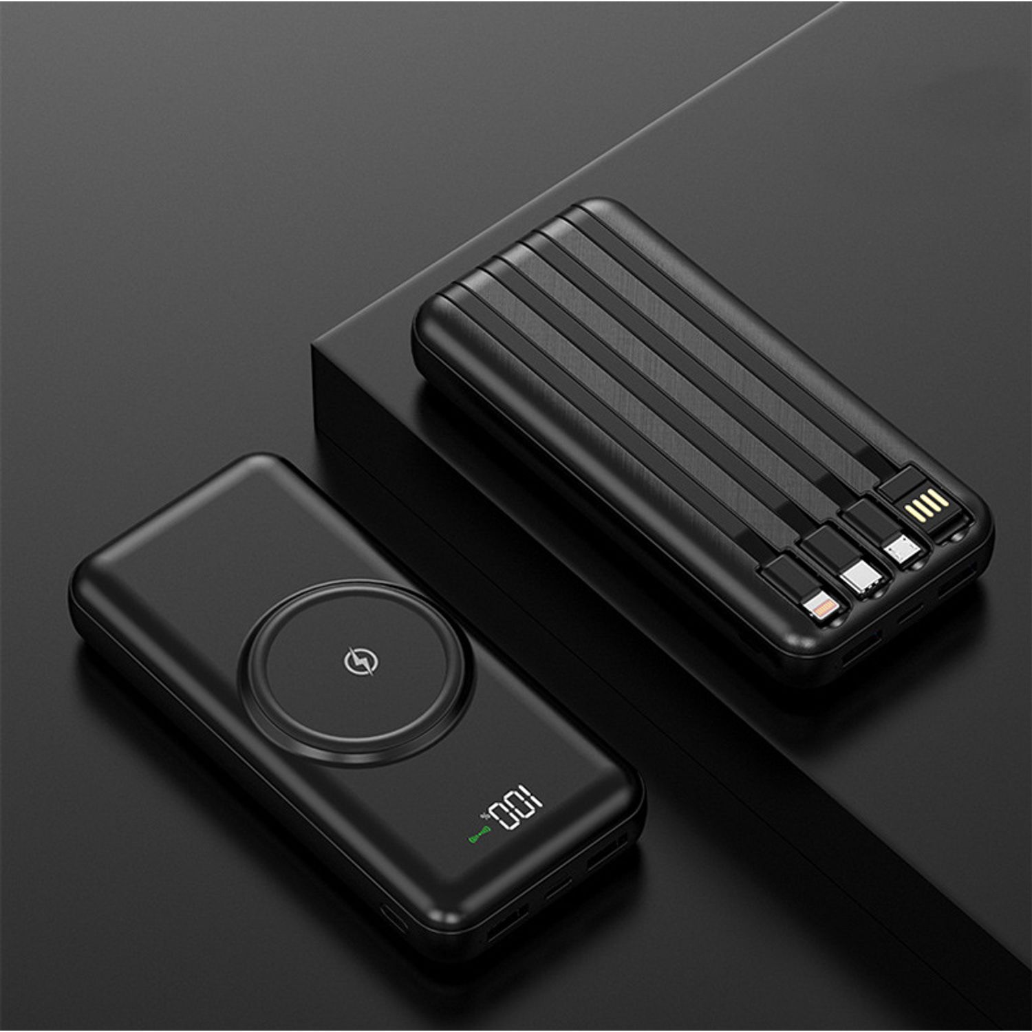 Power Bank Wireless MRG M762, 10000mah, 3in1, Negru fotografia produsului View 3 L