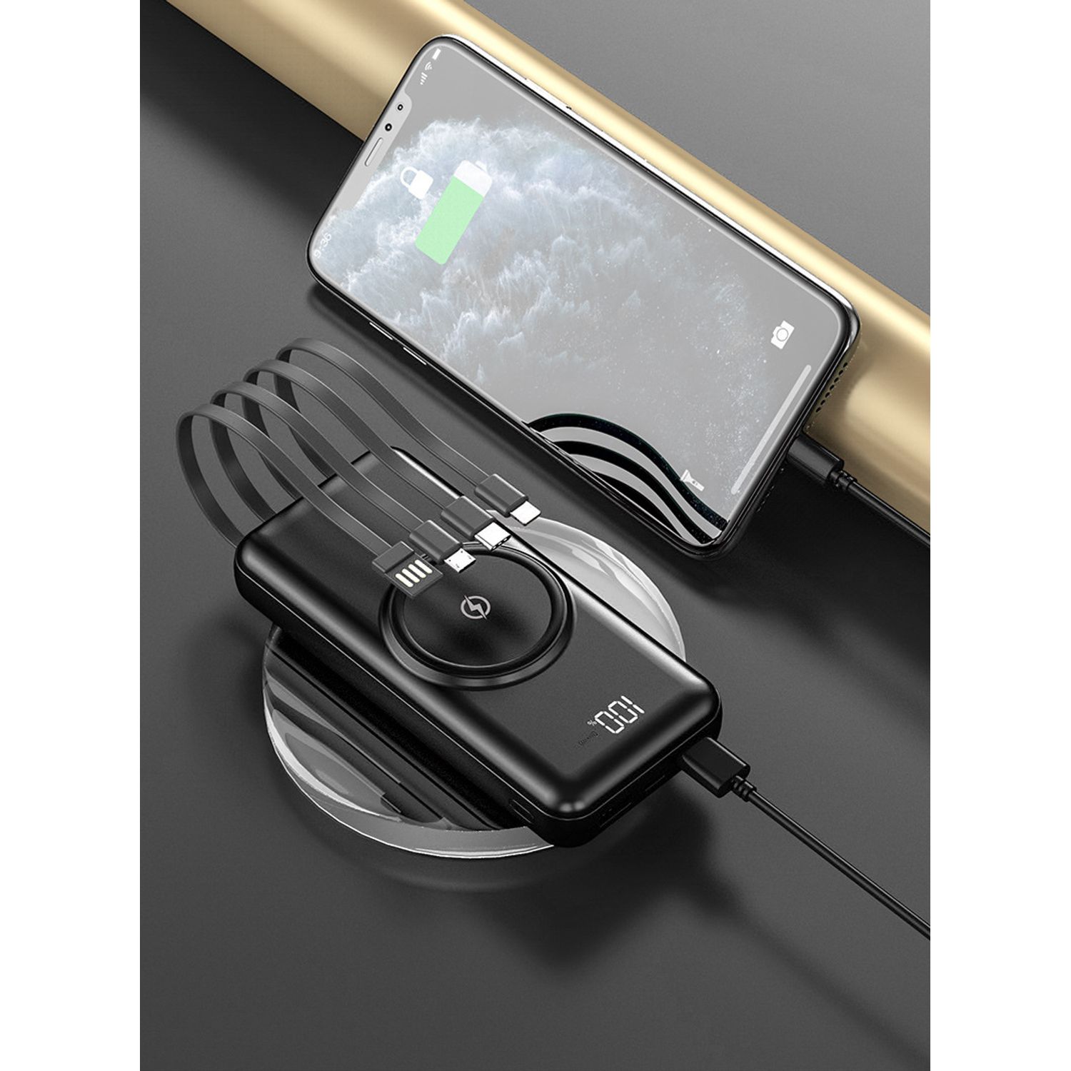 Power Bank Wireless MRG M762, 10000mah, 3in1, Negru fotografia produsului View 4 L