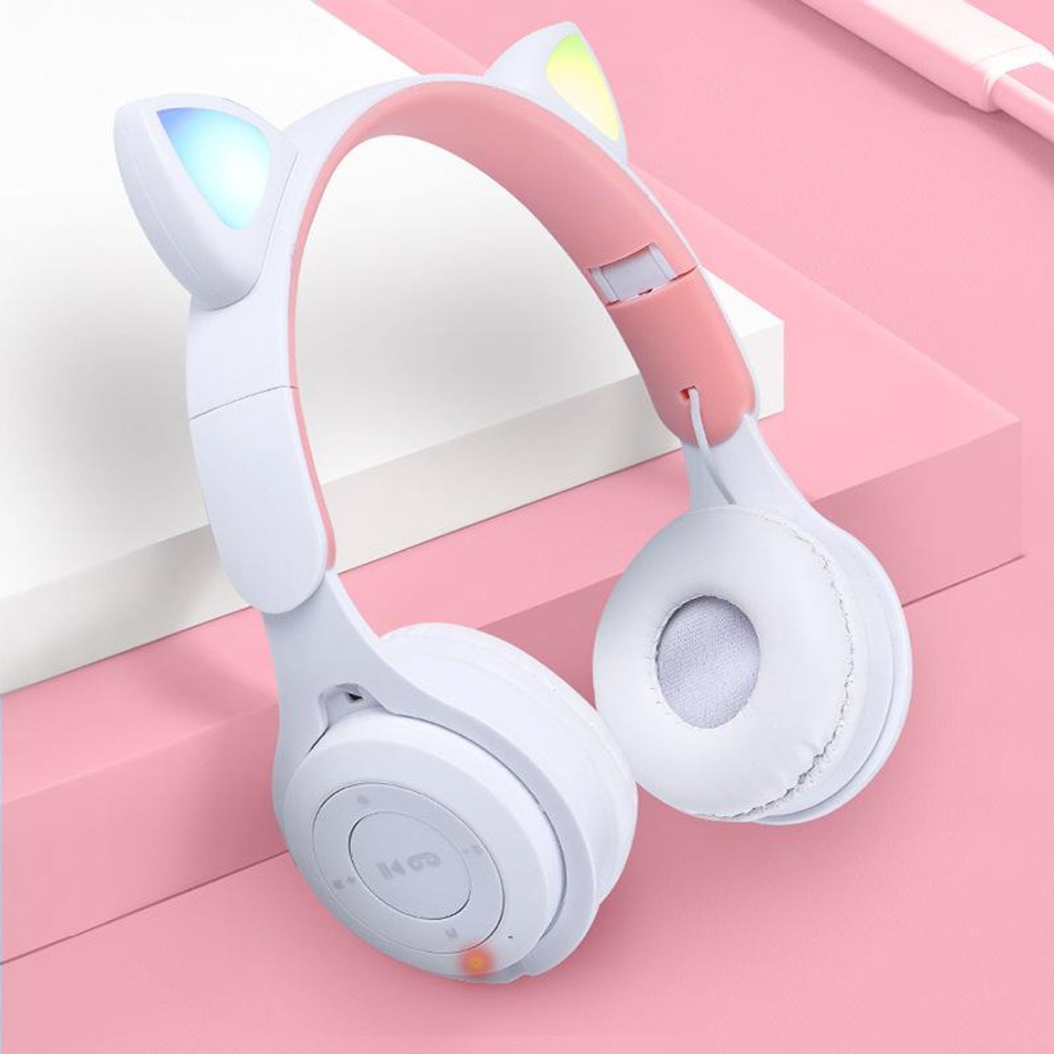 Casti On Ear MRG MY08CAT, Bluetooth, Tip pisica, Alb C766 fotografia produsului View 2 L