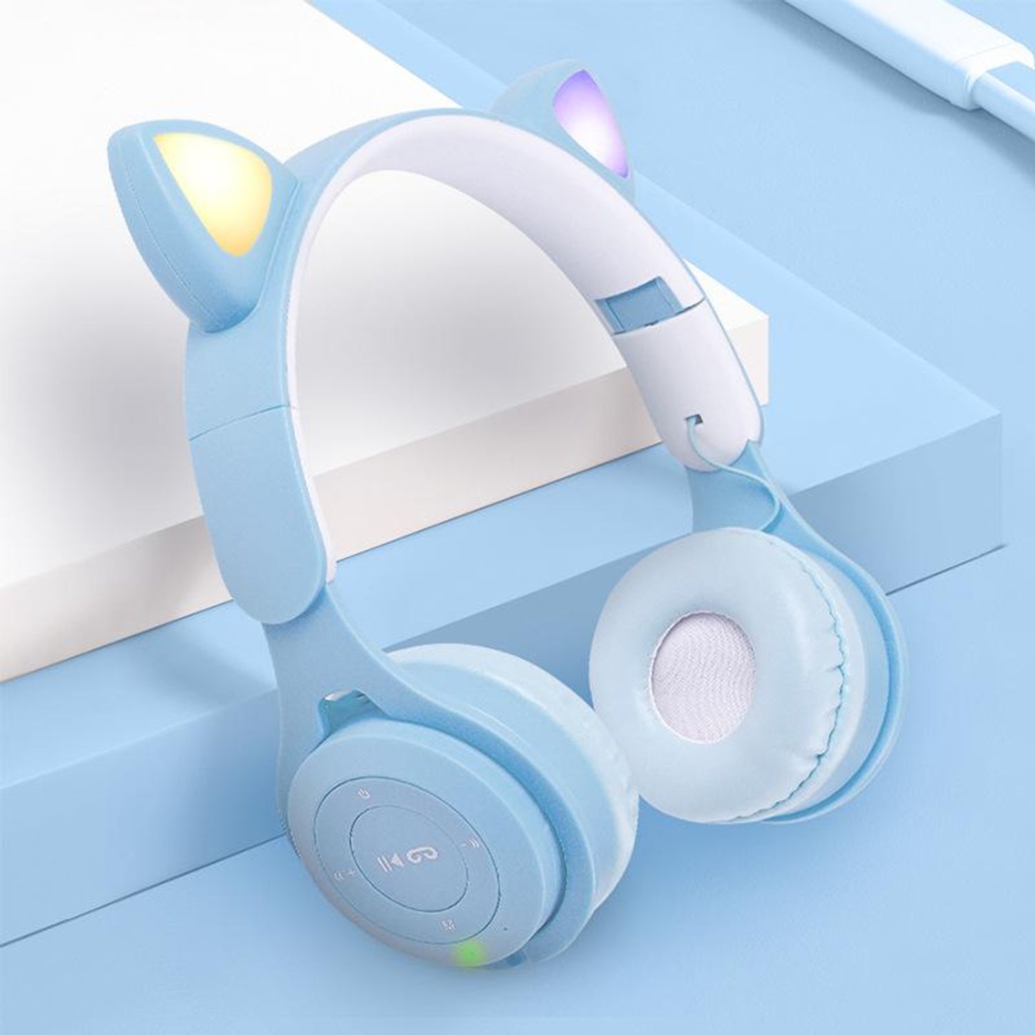 Casti On Ear MRG MY08CAT, Bluetooth, Tip pisica, Albastru C765 fotografia produsului View 2 L