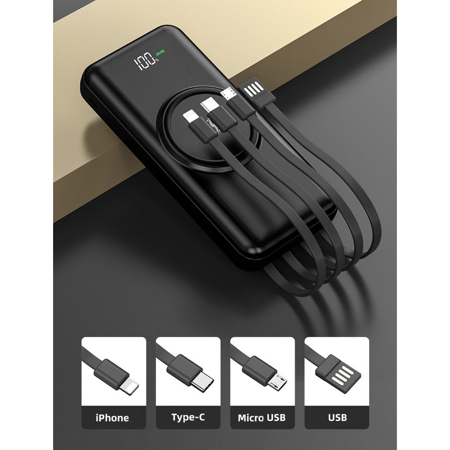 Power Bank Wireless MRG M762, 10000mah, 3in1, Negru fotografia produsului View 5 L
