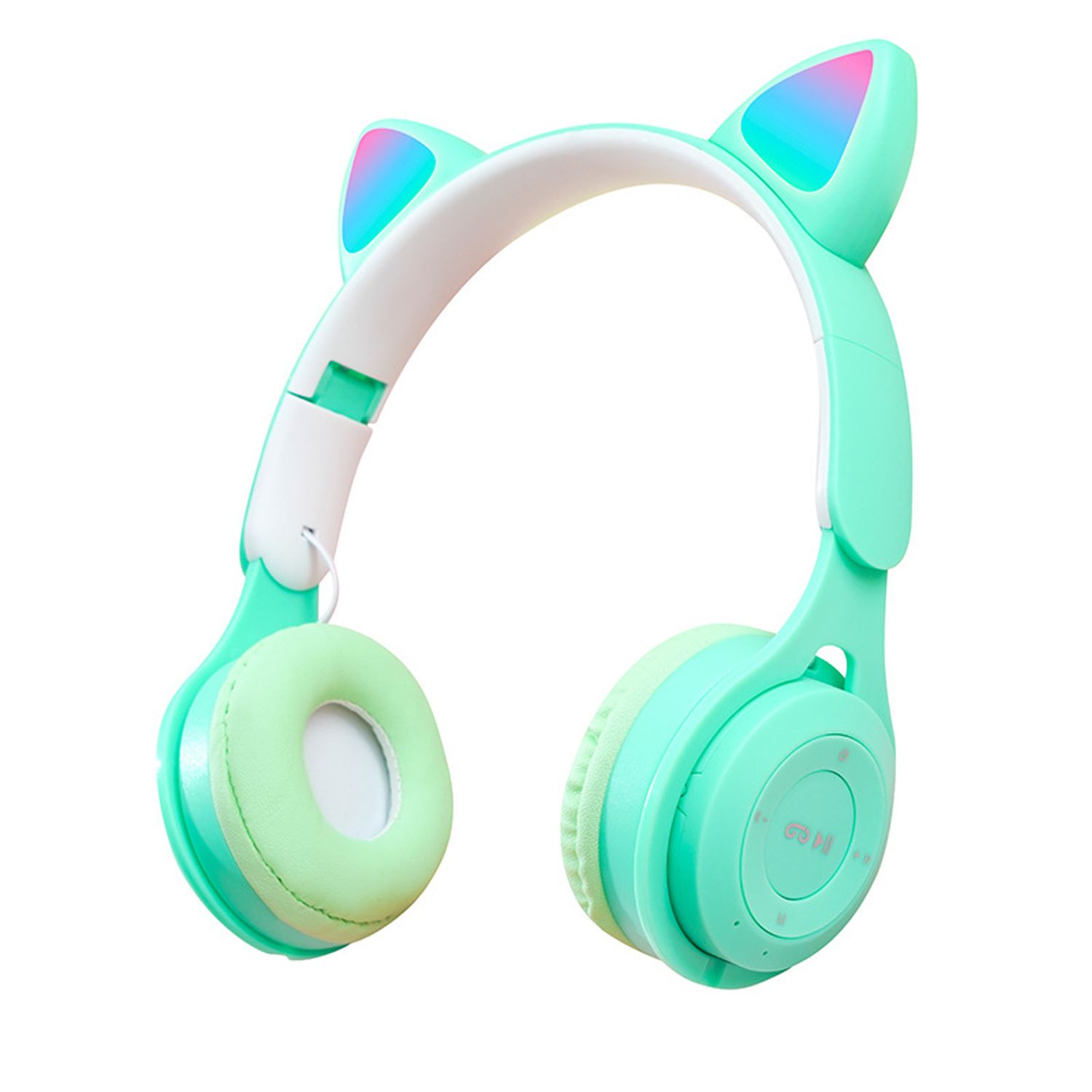 Casti On Ear MRG MY08CAT, Bluetooth, Tip pisica, Verde fotografia produsului