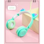 Casti On Ear MRG MY08CAT, Bluetooth, Tip pisica, Verde fotografia produsului View 4 S