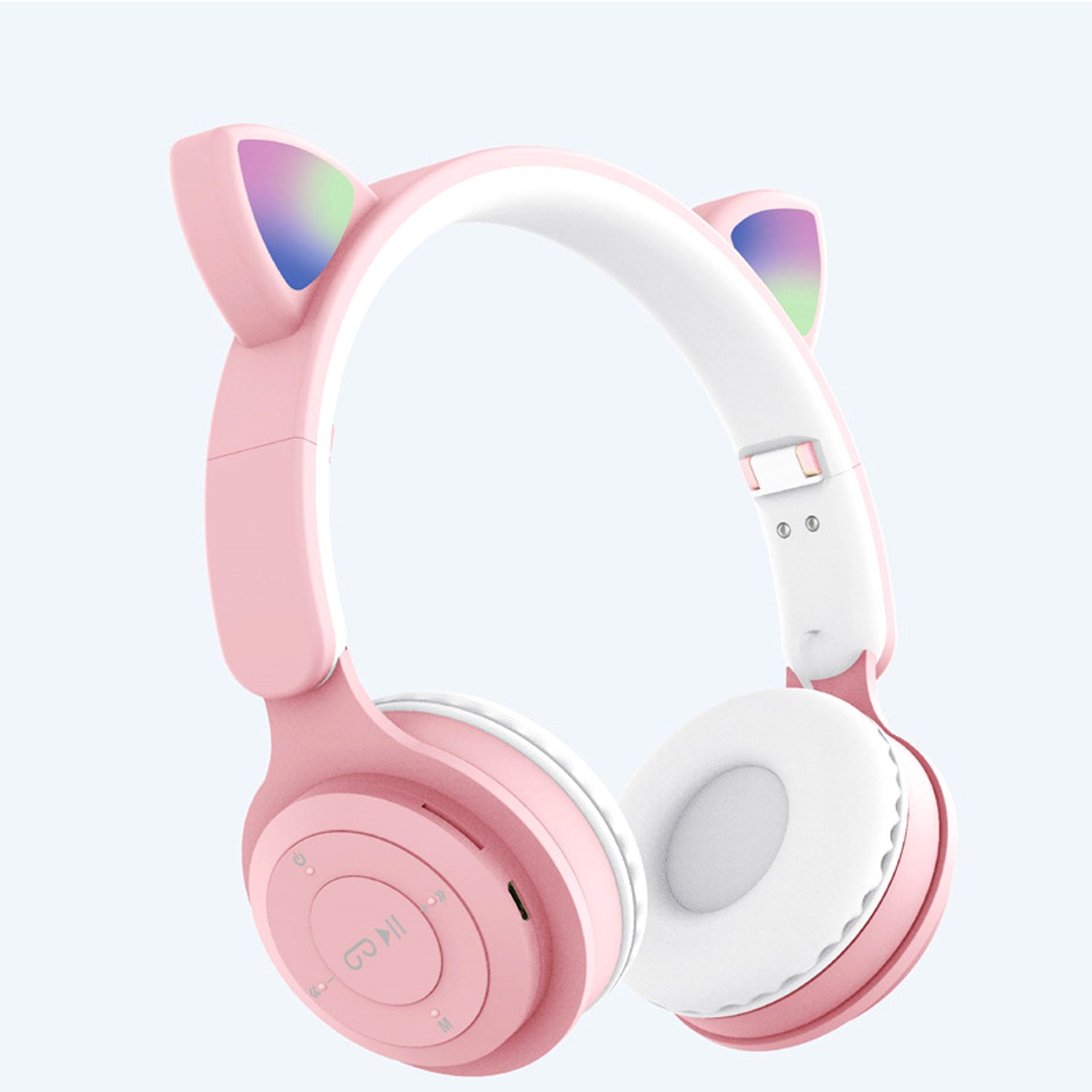 Casti On Ear MRG MY08CAT, Bluetooth, Tip pisica, Roz fotografia produsului View 2 L