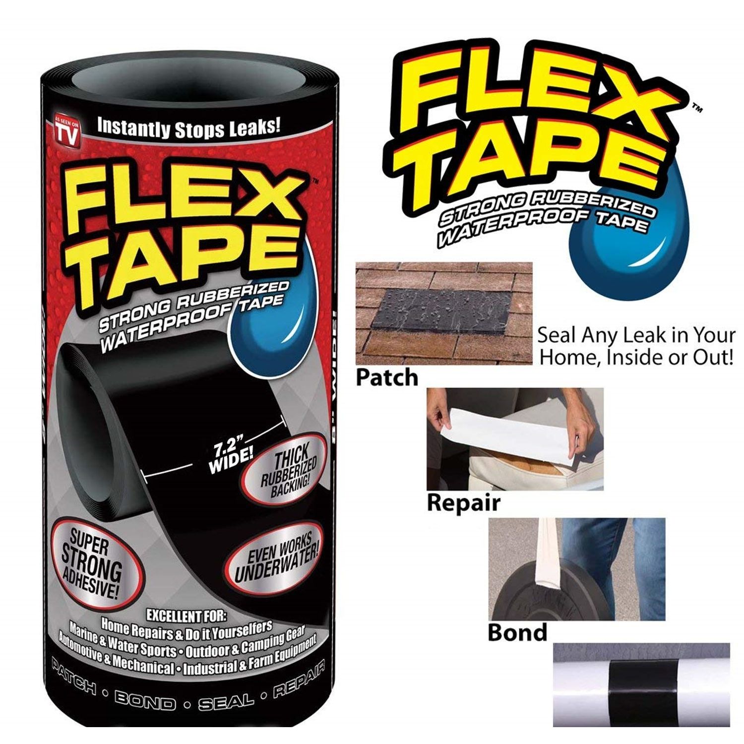 Banda adeziva MRG M839, Flex Tape, 18 cm, Cauciucata ,Negru C519 fotografia produsului View 2 L