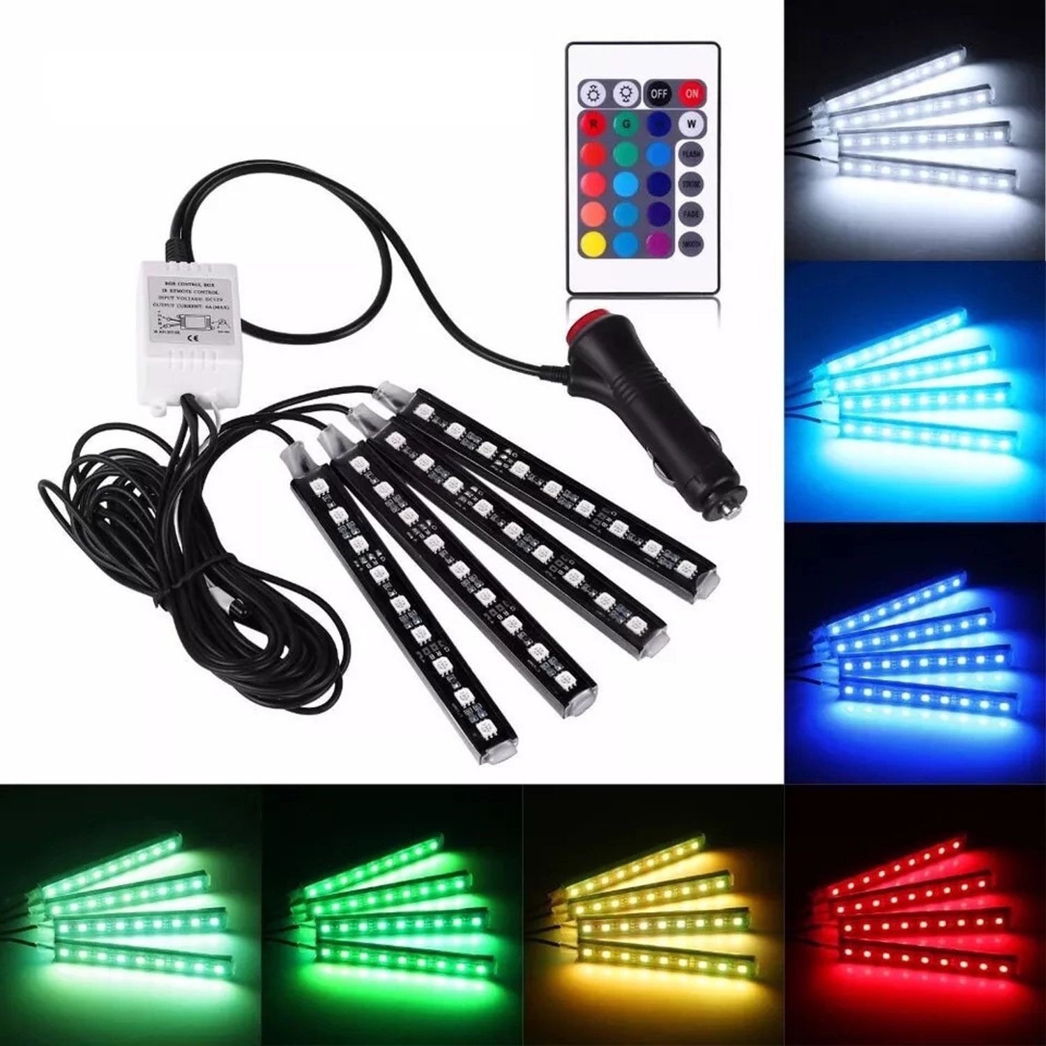 Set Lumina Ambientala Auto MRG M840, Led RGB, Telecomanda, 9 Led C761 fotografia produsului View 5 L
