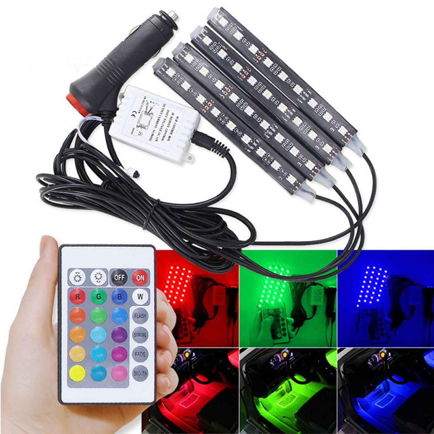 Set Lumina Ambientala Auto MRG M840, Led RGB, Telecomanda, 9 Led C761 fotografia produsului View 2 L