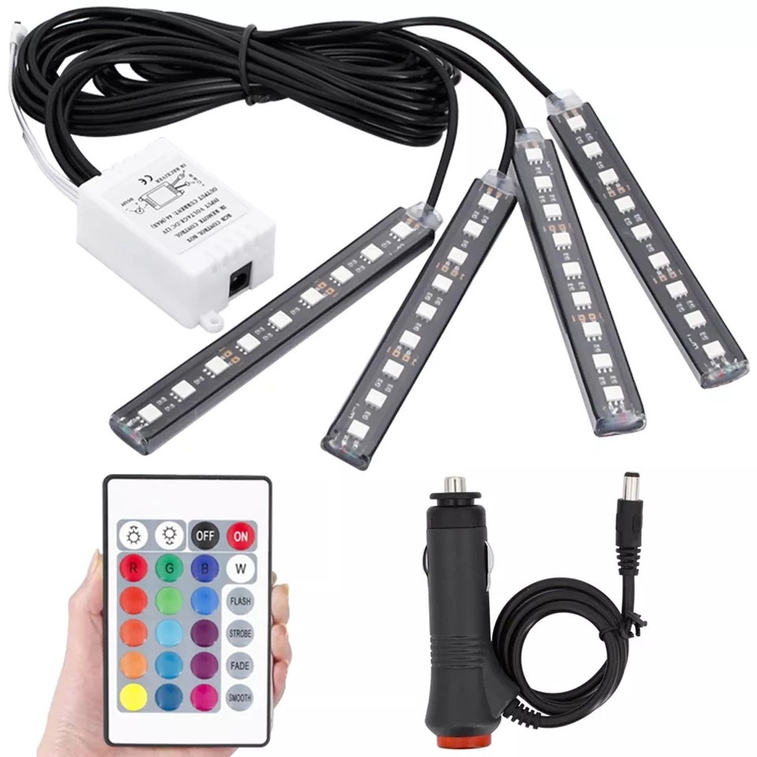 Set Lumina Ambientala Auto MRG M840, Led RGB, Telecomanda, 9 Led C761 fotografia produsului