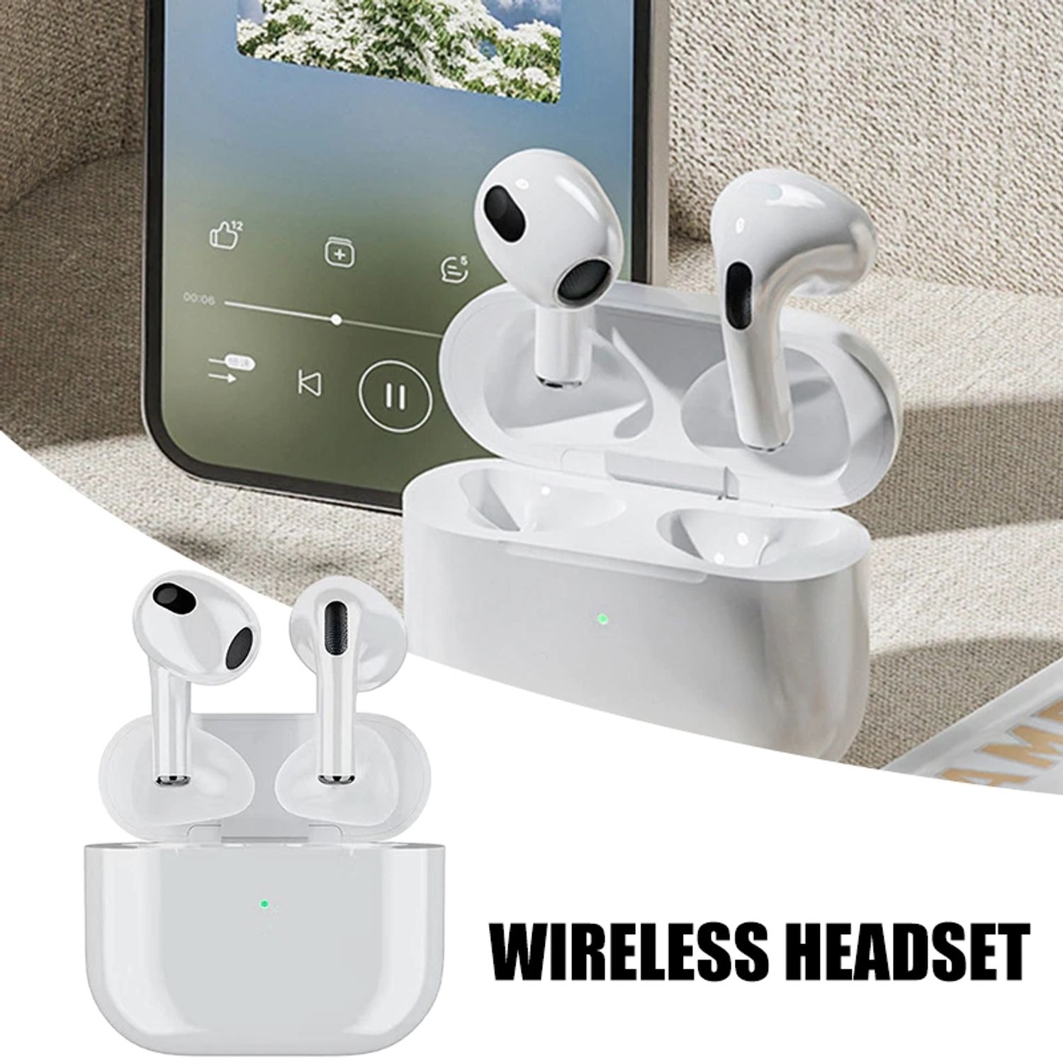 Casti Bluetooth MRG M6S PRO, Alb, Stereo, Handsfree, Cu Carcasa fotografia produsului View 6 L