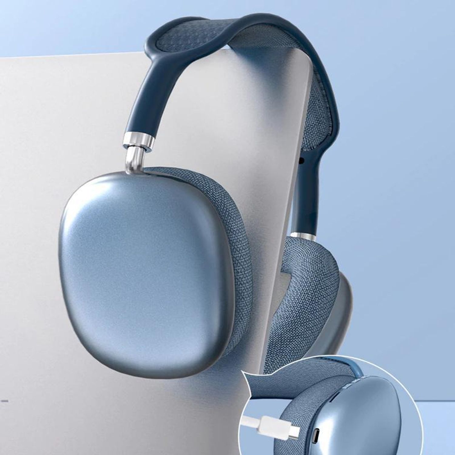 Casti On Ear MRG MP9 Plus, Bluetooth, MicroSD, Radio, Albastru fotografia produsului View 4 L