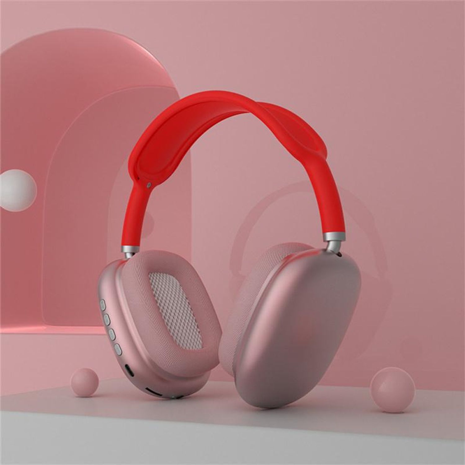 Casti On Ear MRG MP9 Plus, Bluetooth, MicroSD, Radio, Rosu fotografia produsului View 3 L